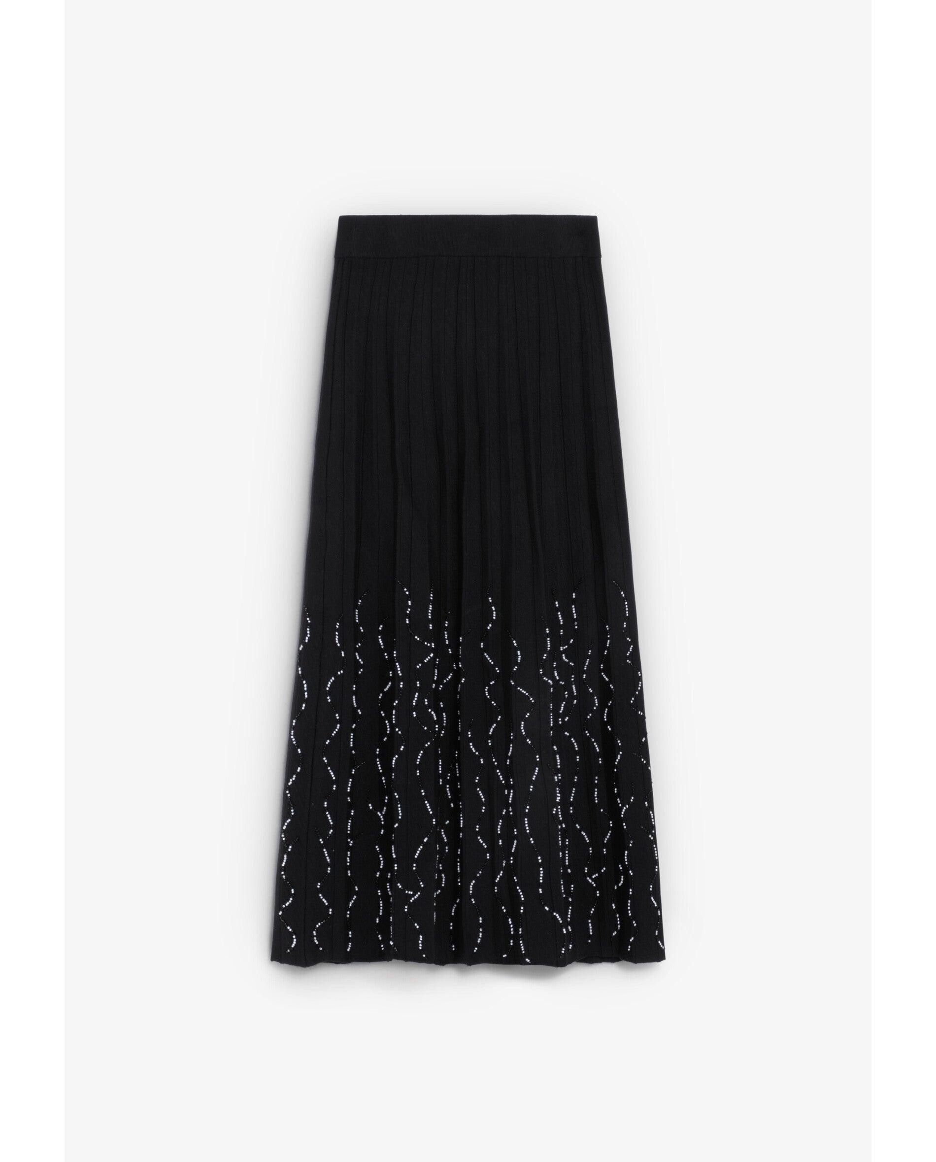 Saia de Malha Midi com Cintura Elástica Preto-6
