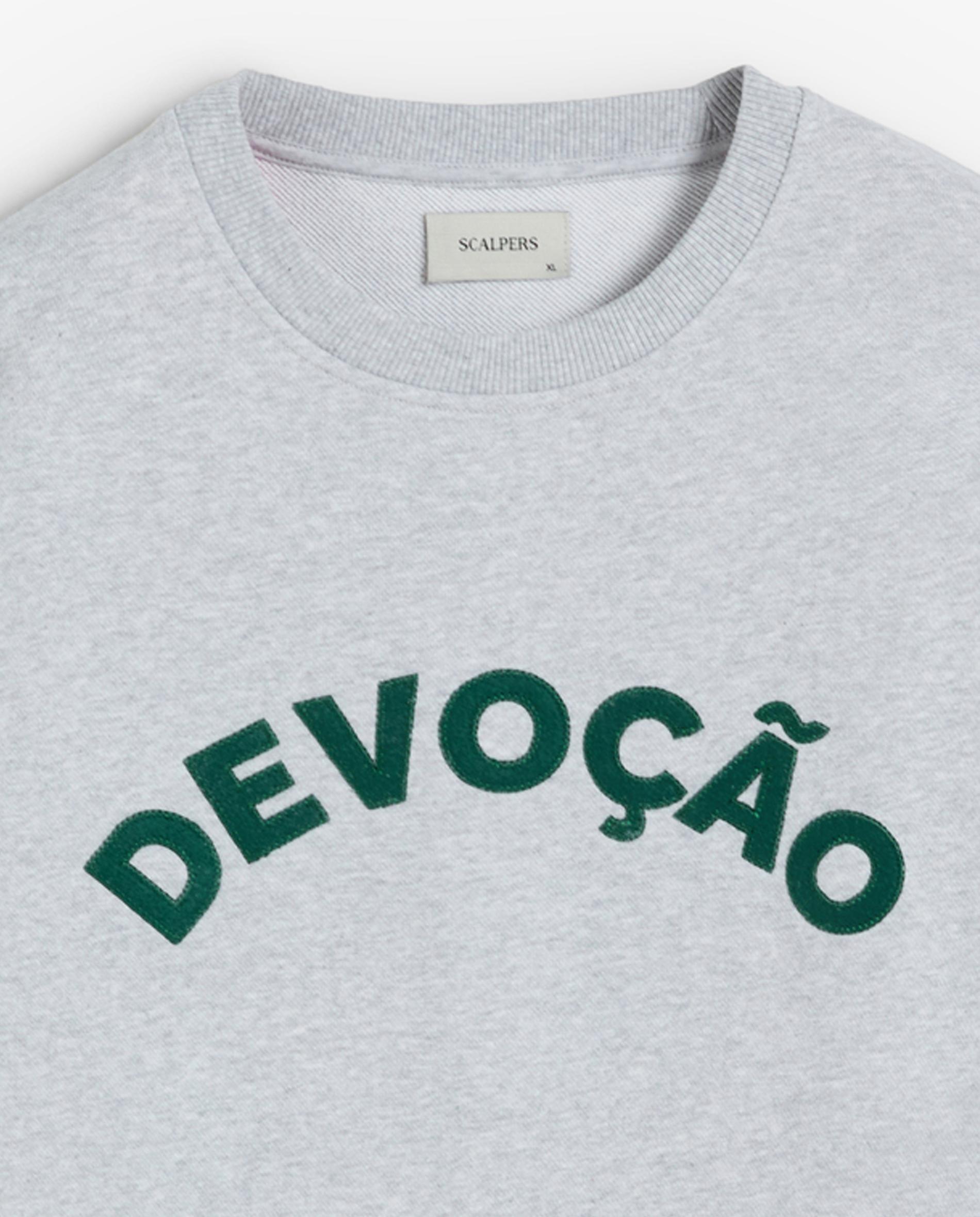 Sweatshirt sem Capuz com Letreiro Frontal Cinzento-3