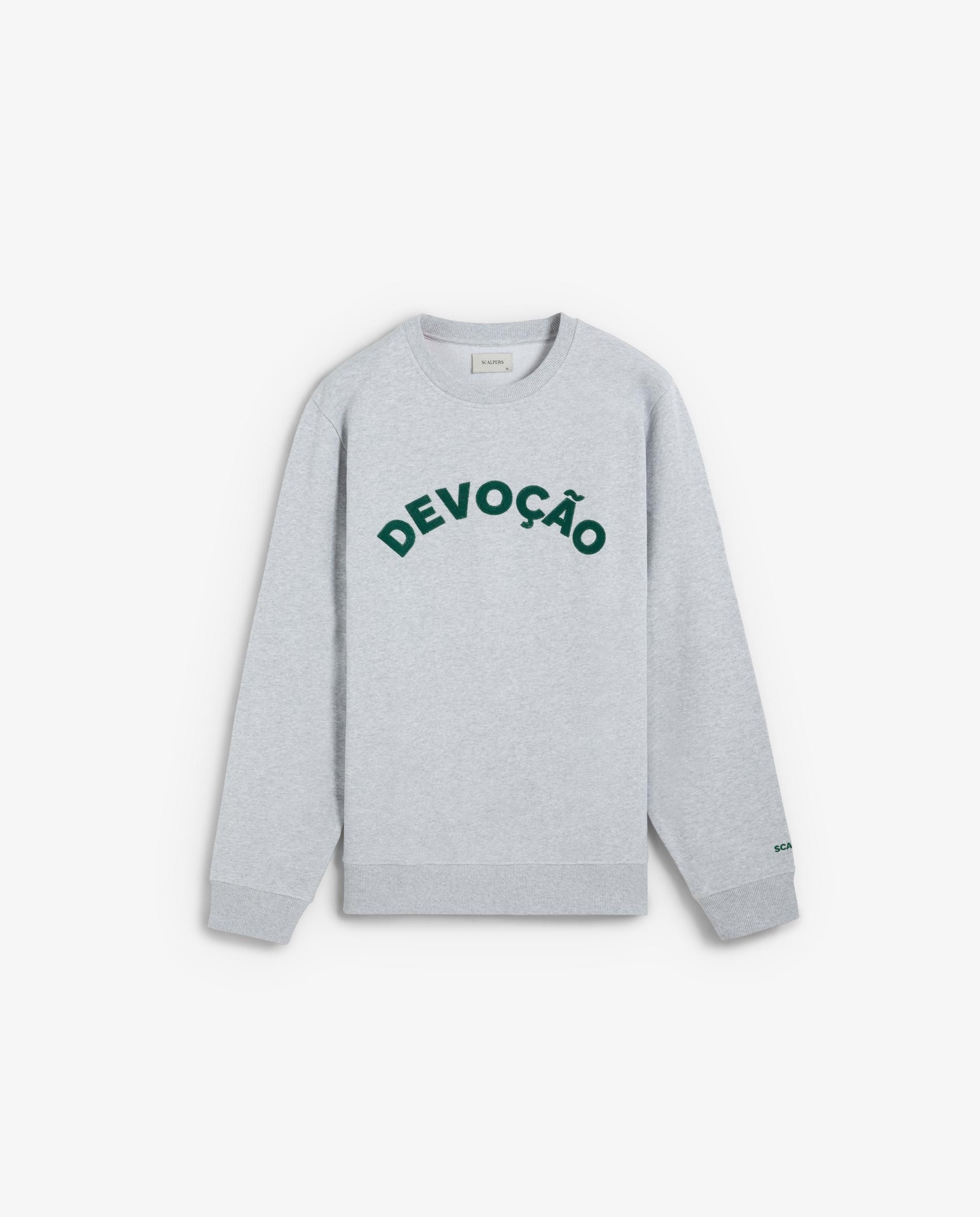 Sweatshirt sem Capuz com Letreiro Frontal Cinzento-1