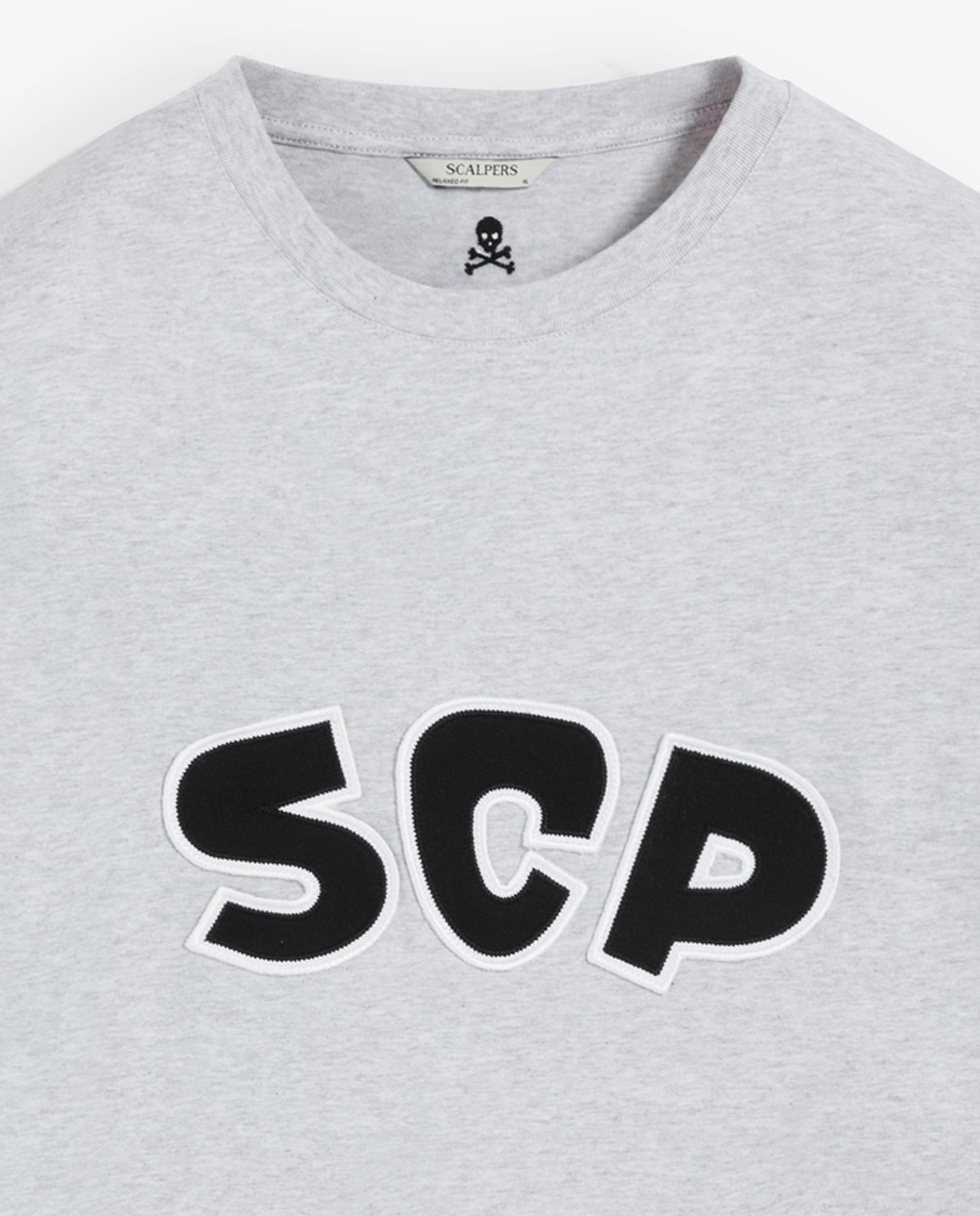 T-shirt de Manga Curta com Letreiro Frontal Cinzento-3