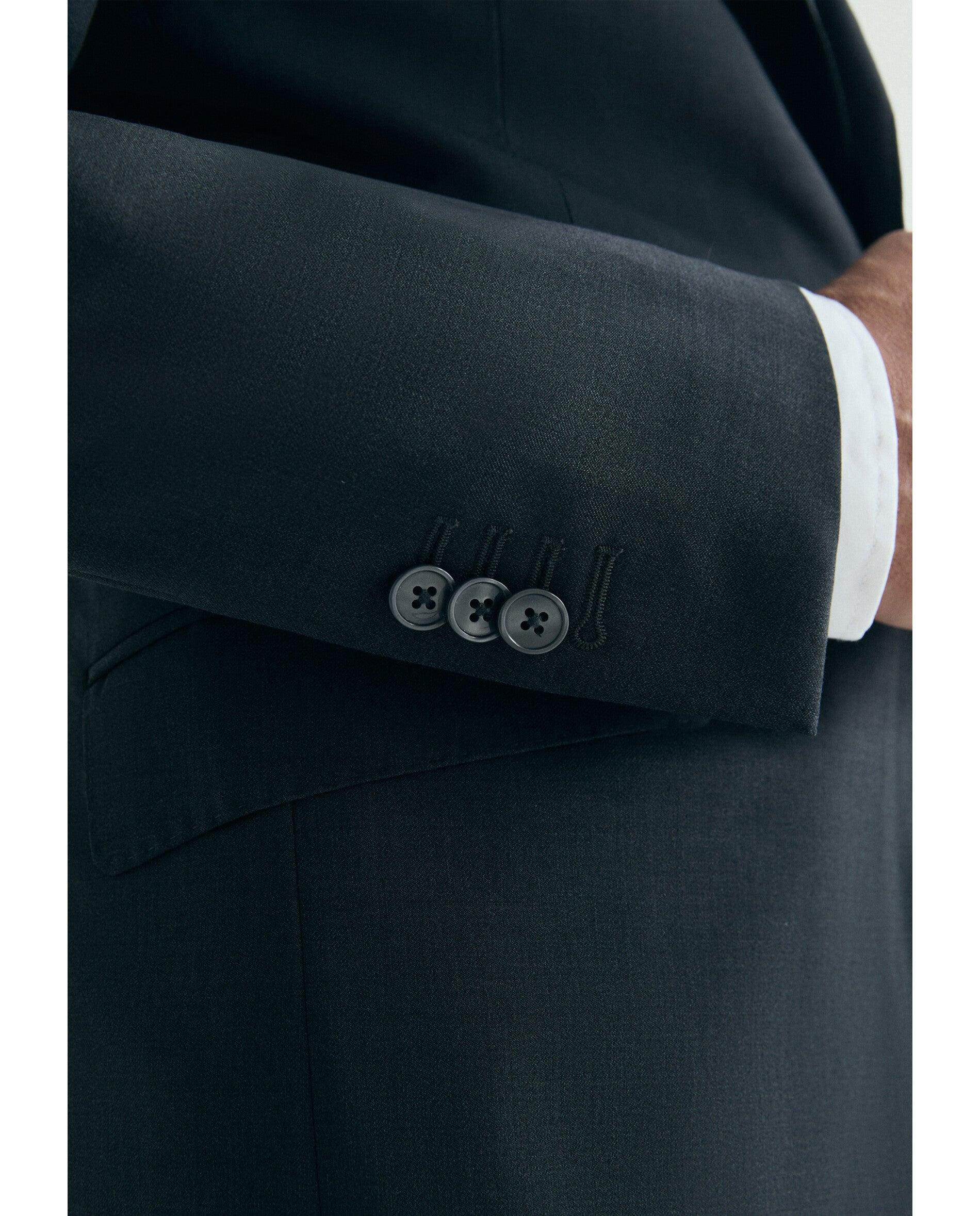 Blazer de Fato Regular Fit de Lã Lisa Cinzento-escuro-5
