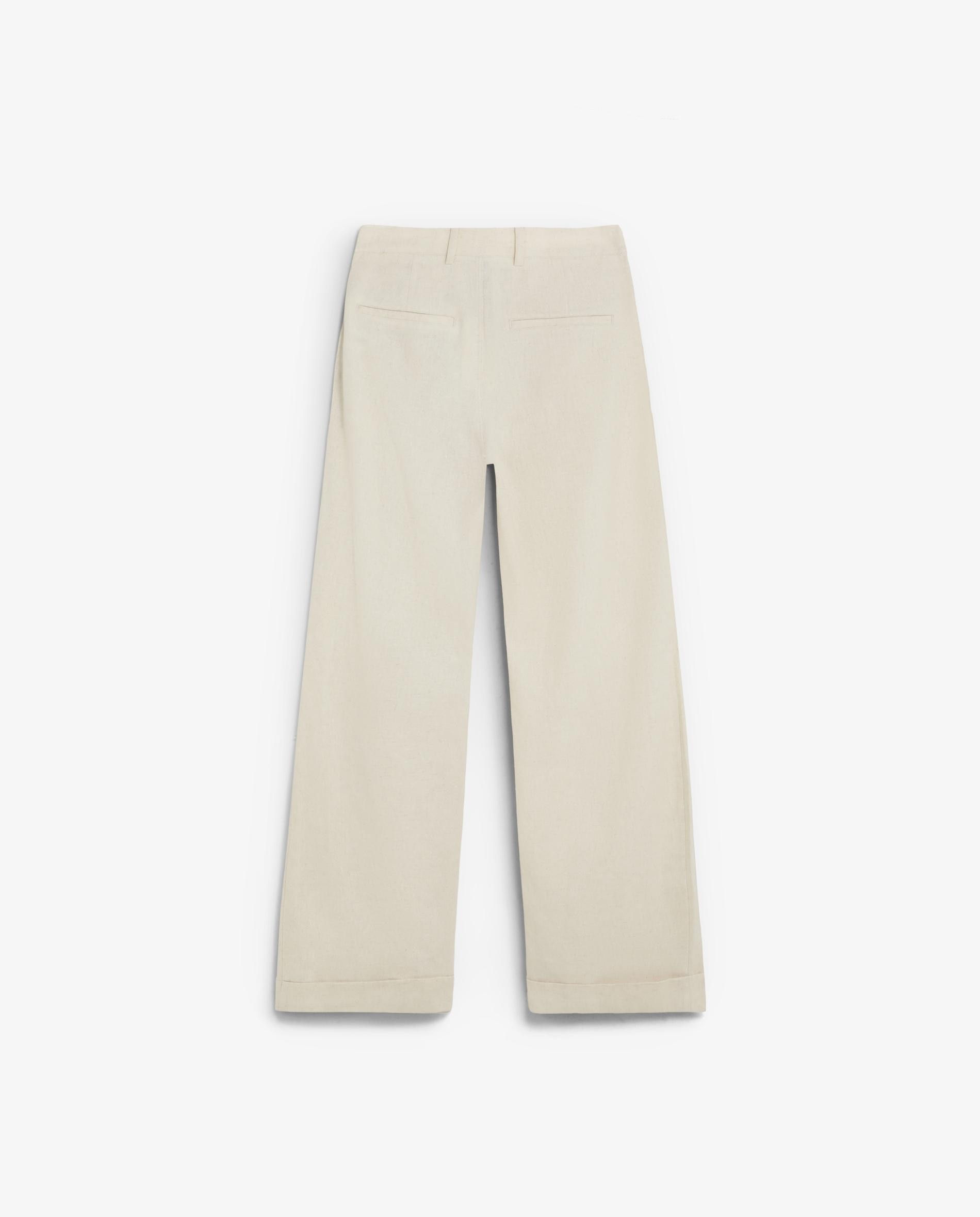 Calças Largas Loose Fit com Pinças Cru-5
