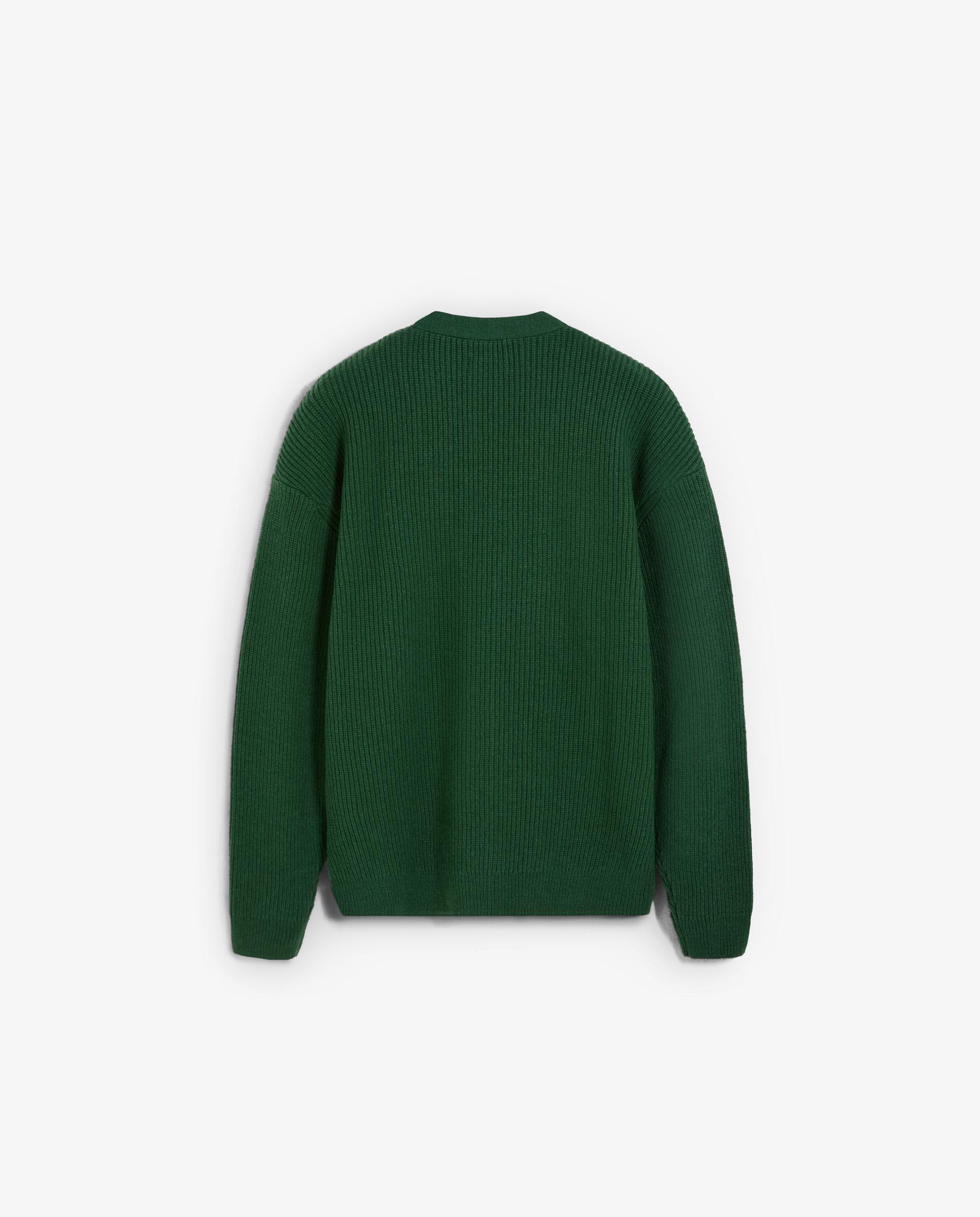 Cardigan Canelado com Fecho de Botões Verde-2