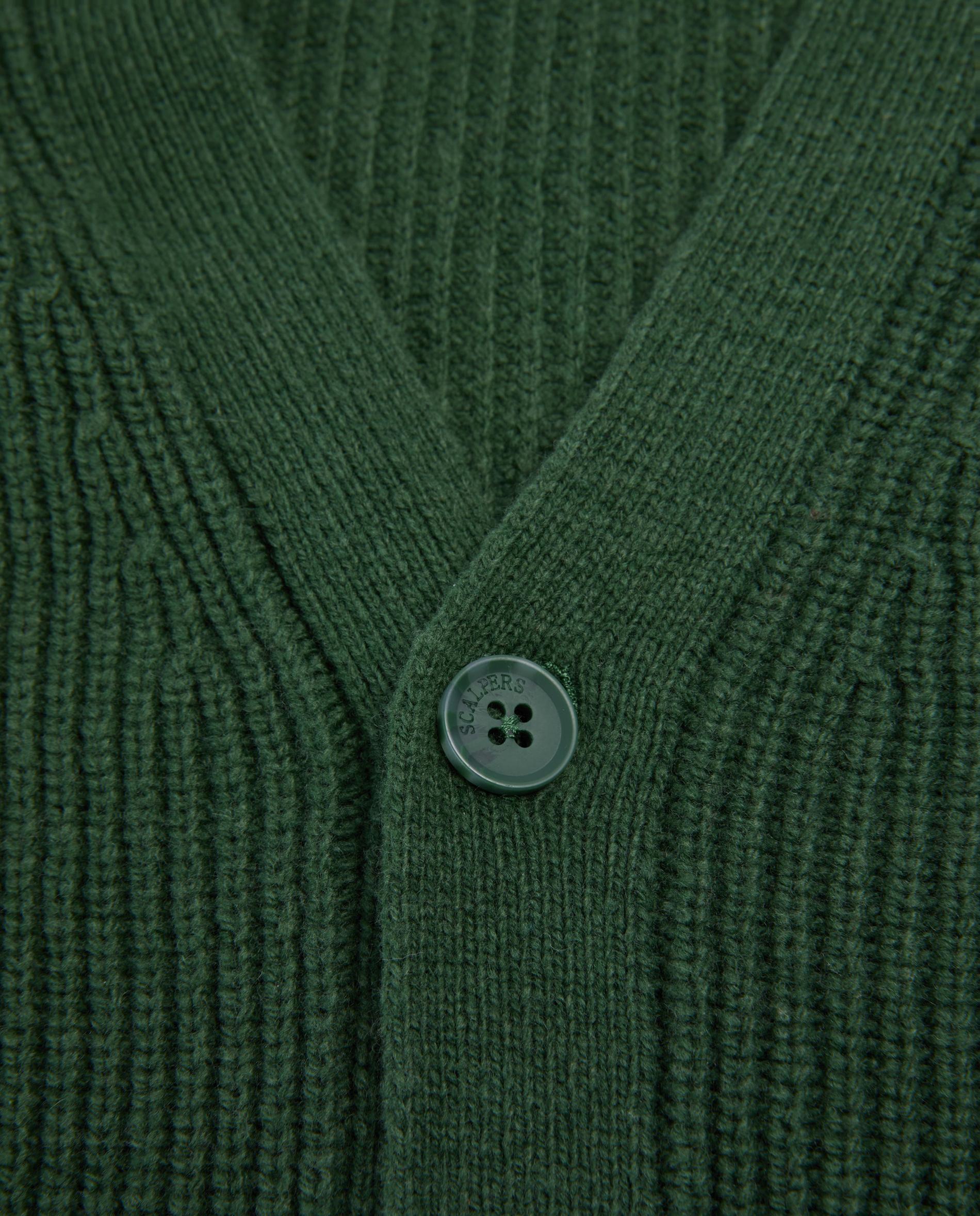Cardigan Canelado com Fecho de Botões Verde-4