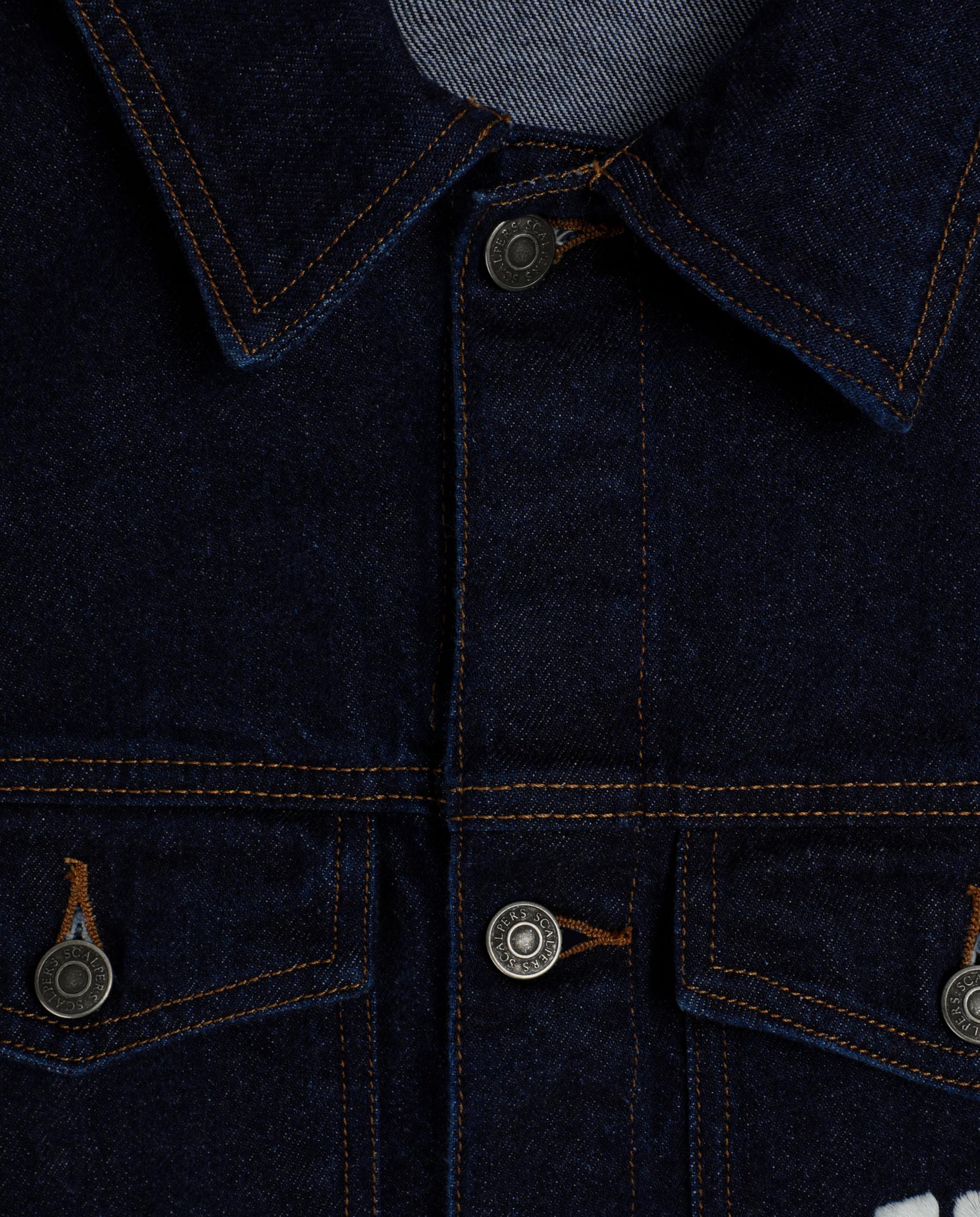 Blusão Jeans com Bolsos de Botão no Peito Azul-marinho-3