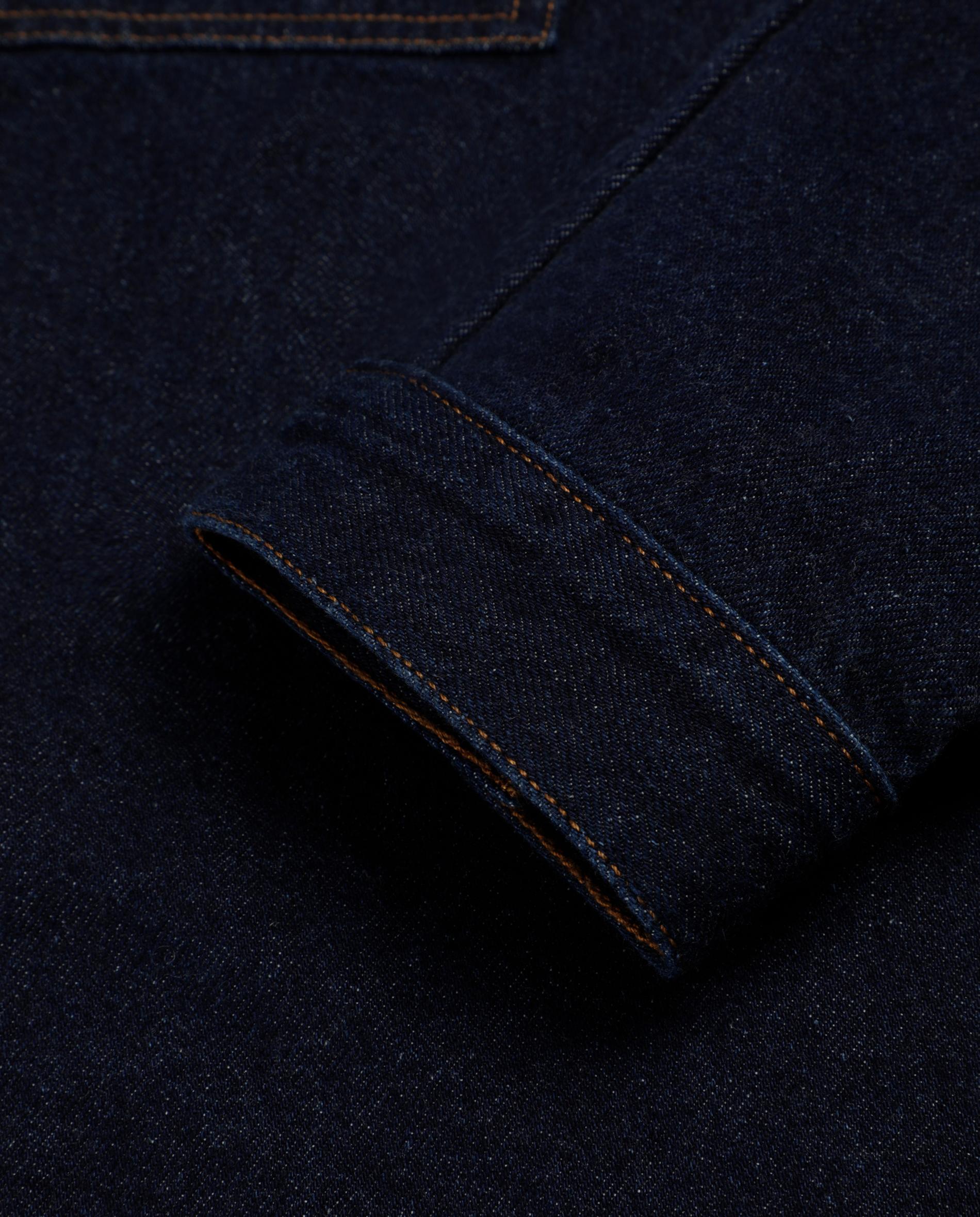 Blusão Jeans com Bolsos de Botão no Peito Azul-marinho-5