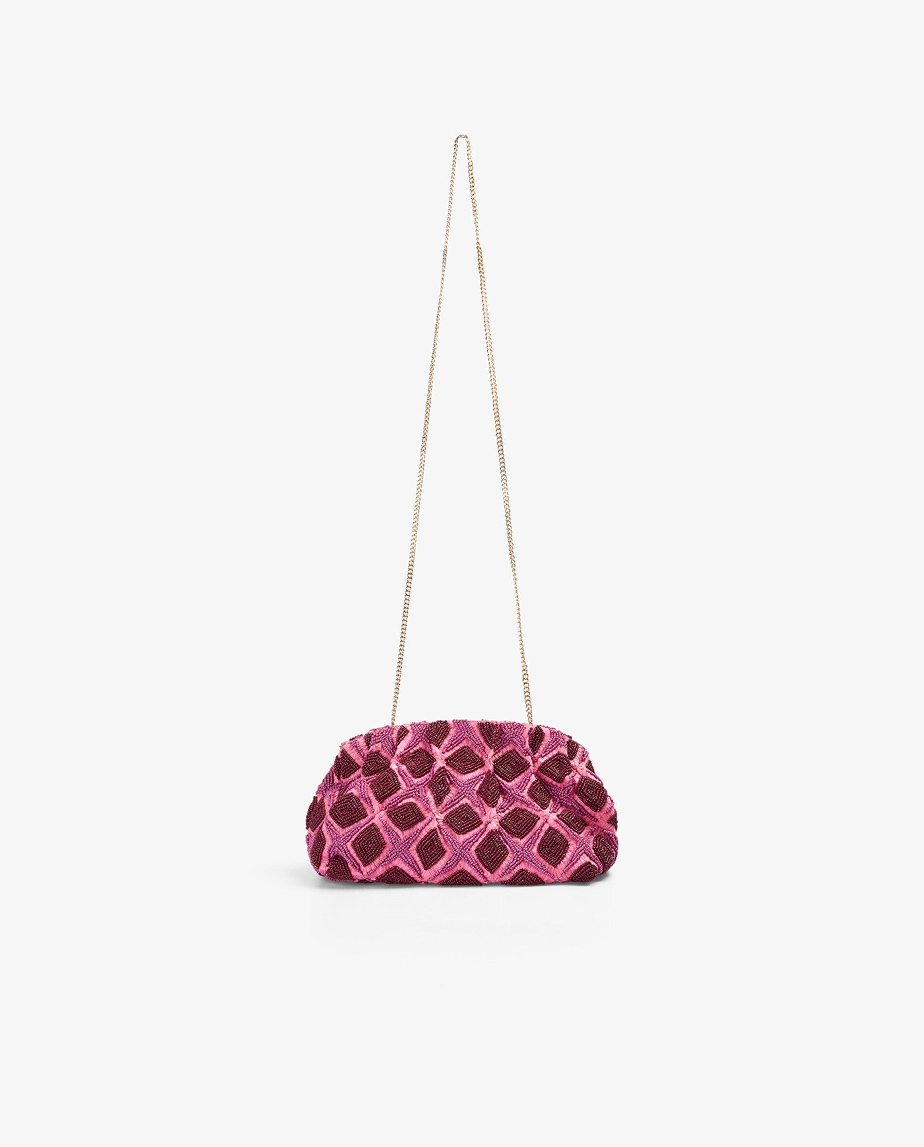 Imagem 0 de Mala de Mão Clutch de Algodão com Print Geométrico de Contas