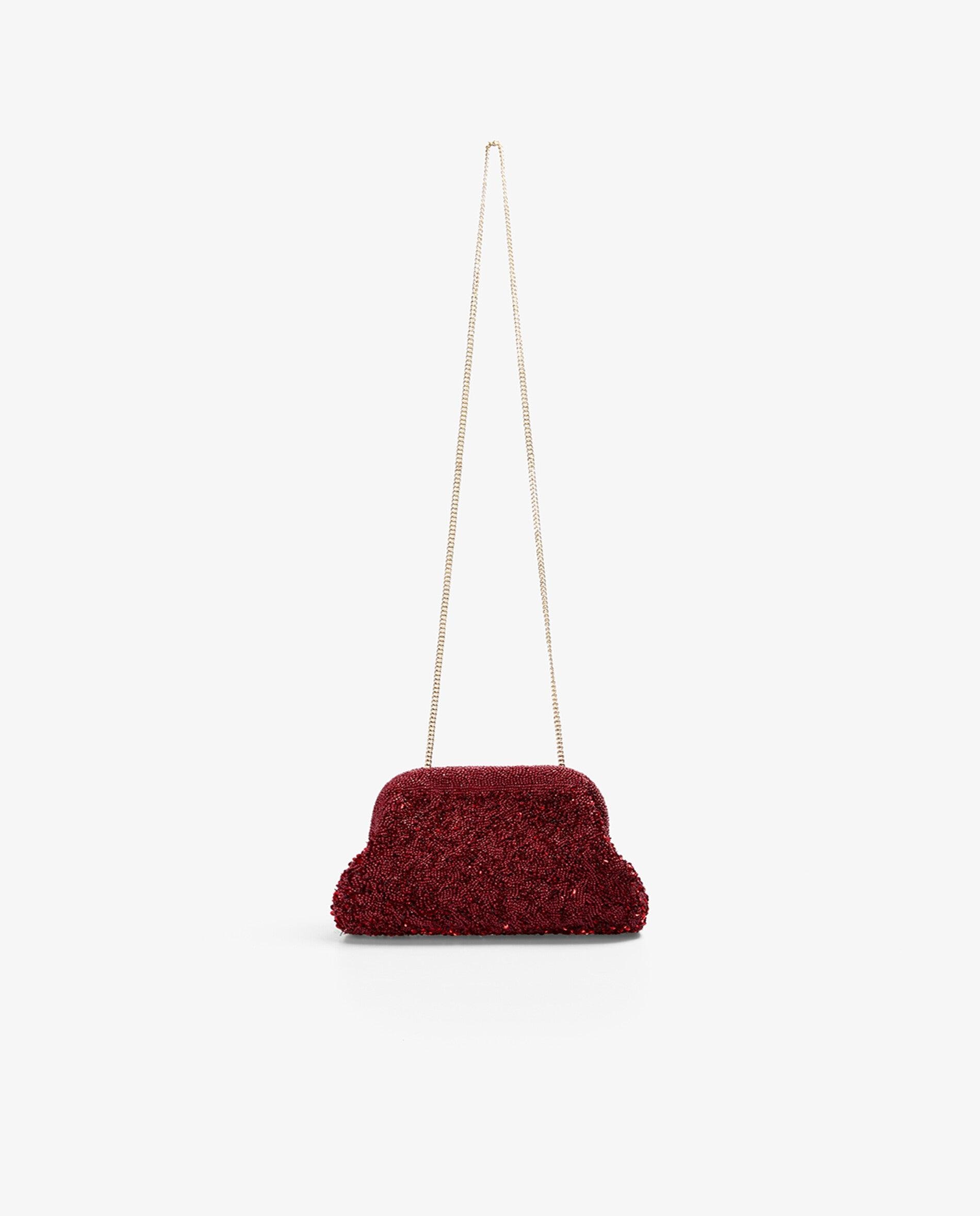Imagem 0 de Mala de Mão Clutch de Contas Decorativas com Alça de Corrente