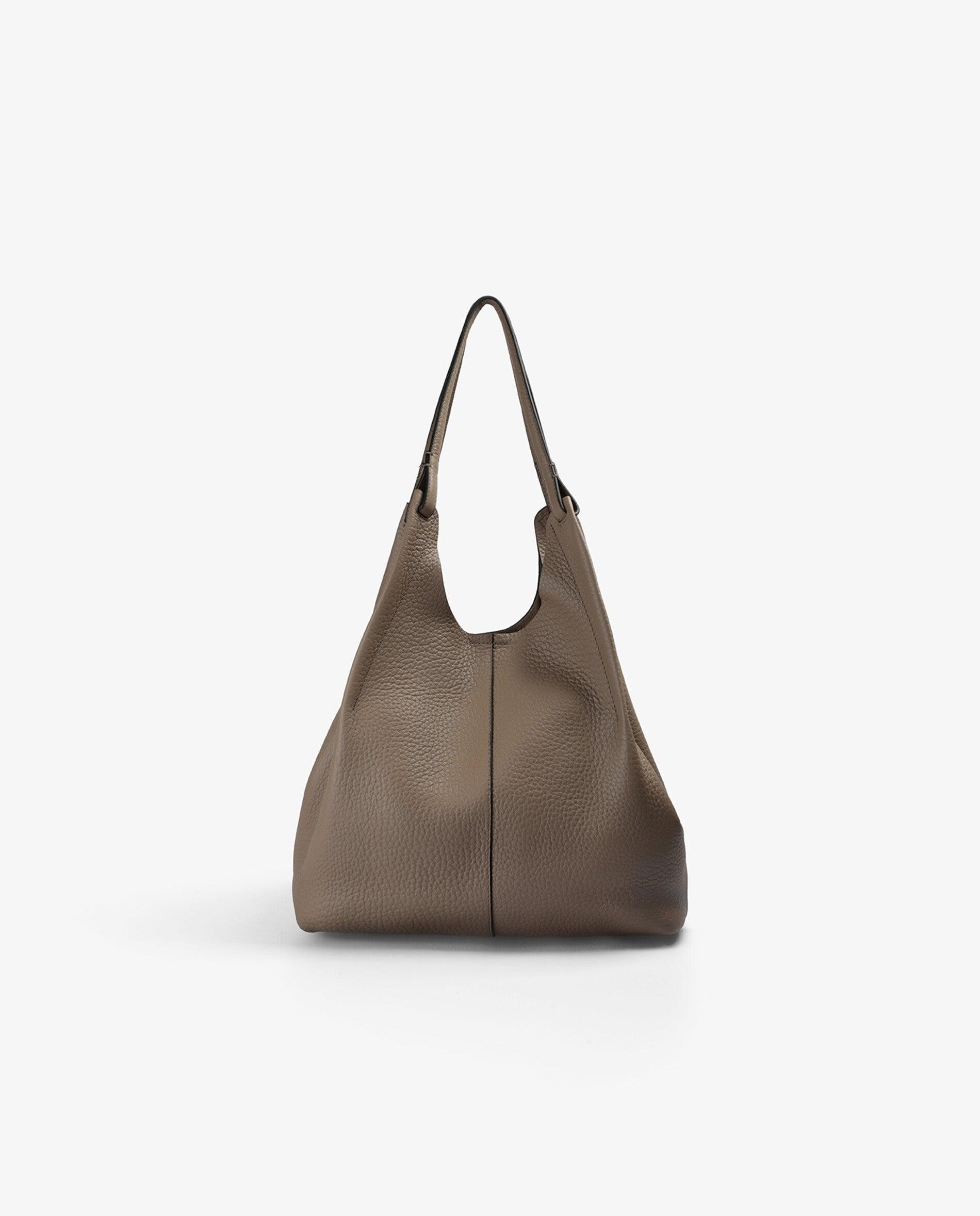 Shopper de Pele com Textura Granulada Taupe-2