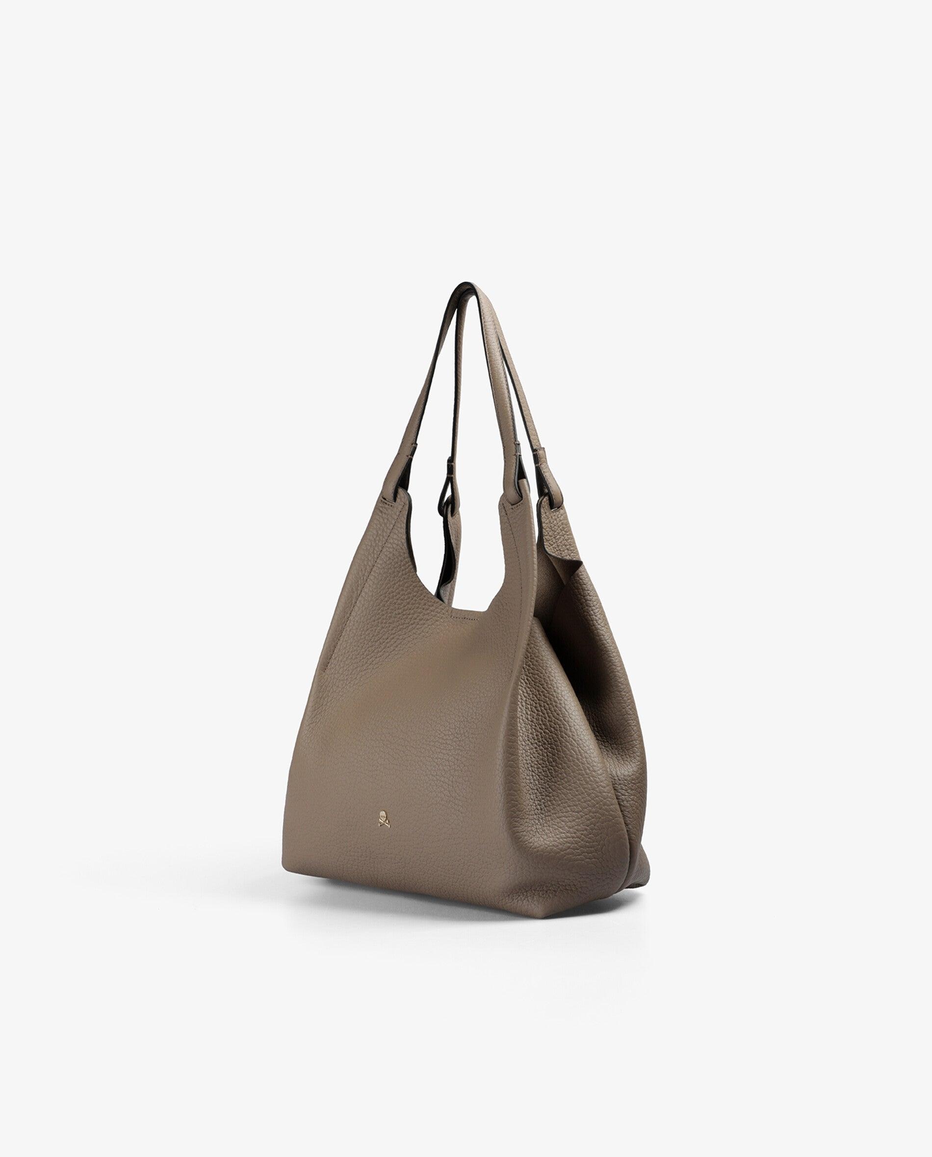 Shopper de Pele com Textura Granulada Taupe-3