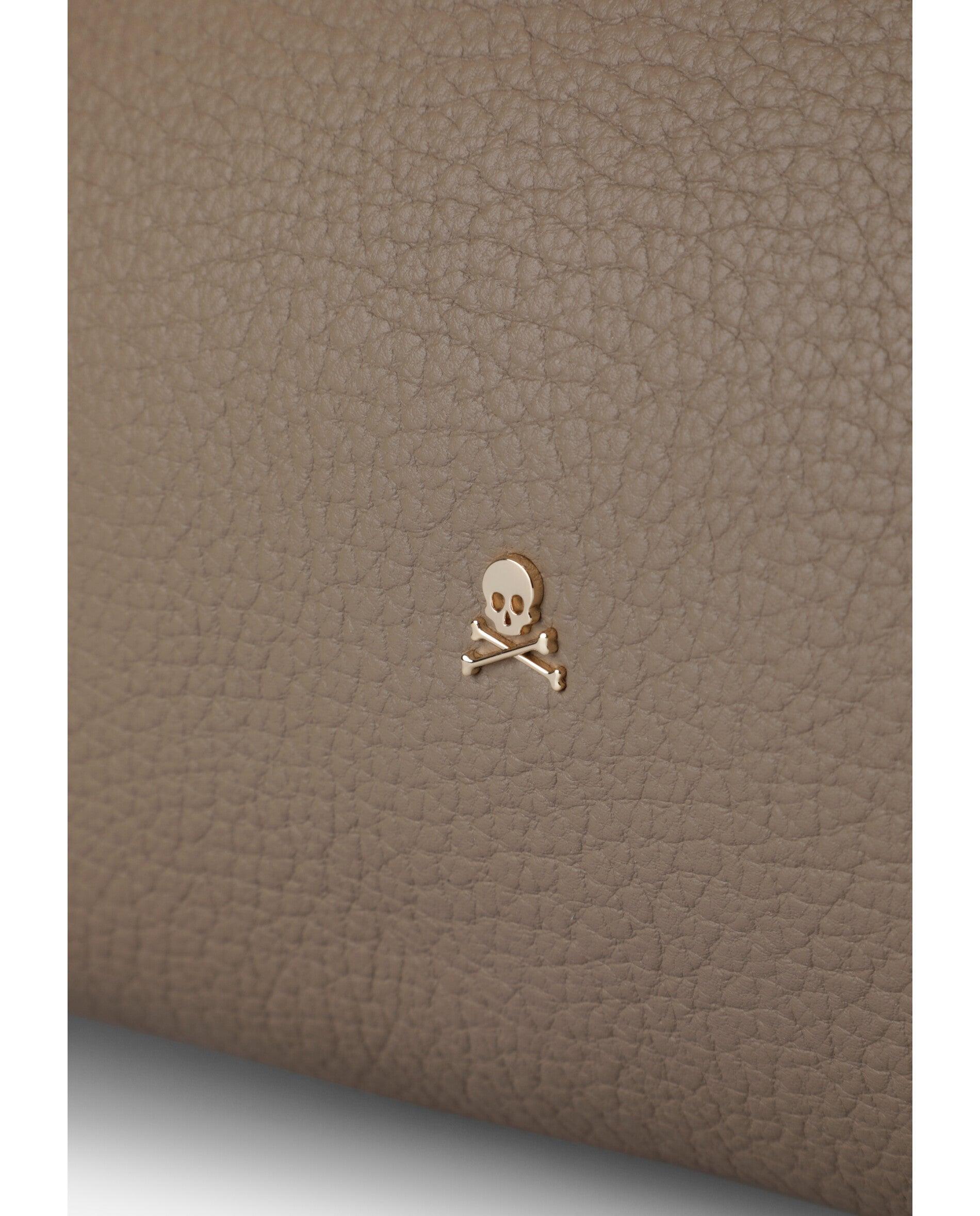 Shopper de Pele com Textura Granulada Taupe-4