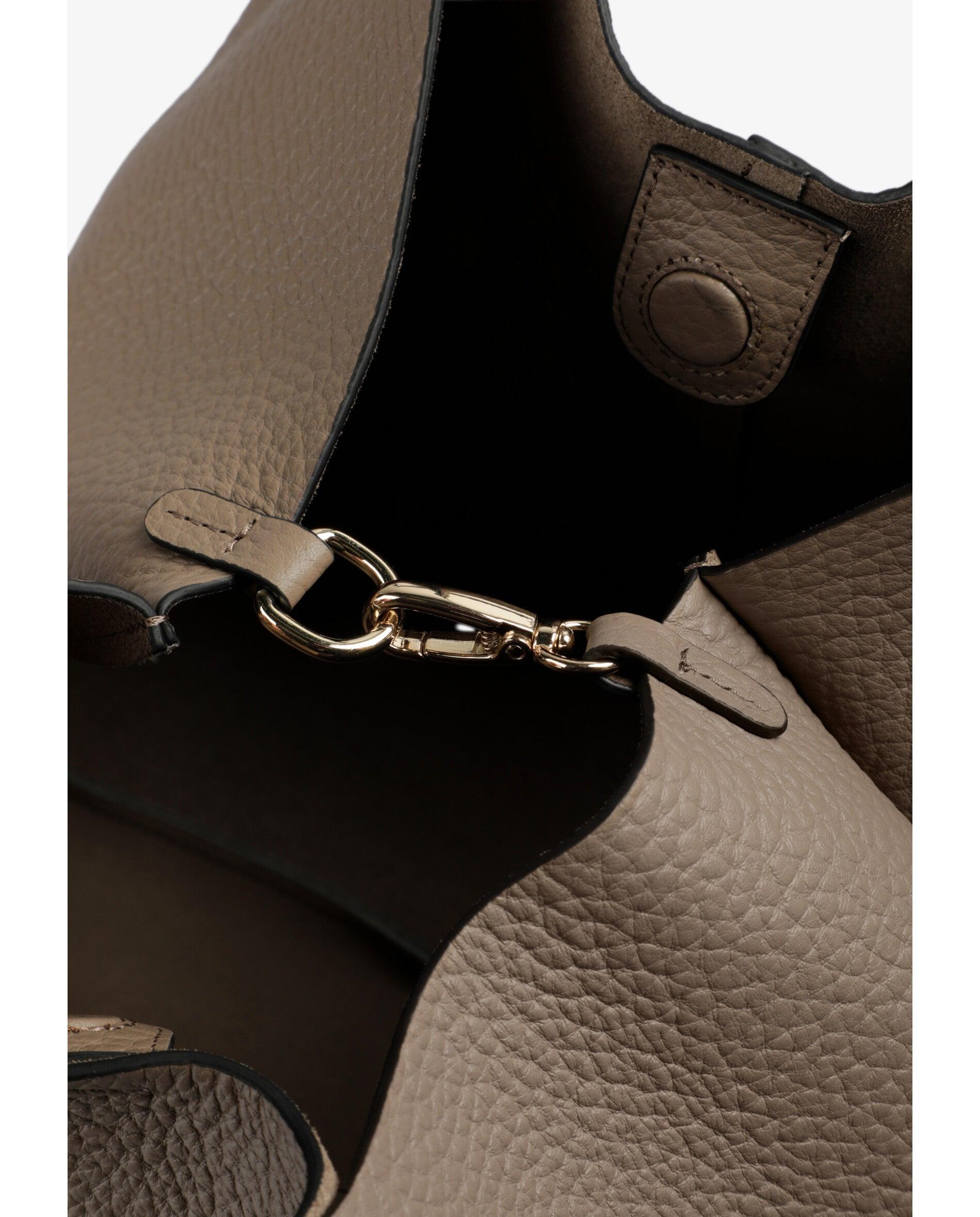 Shopper de Pele com Textura Granulada Taupe-5