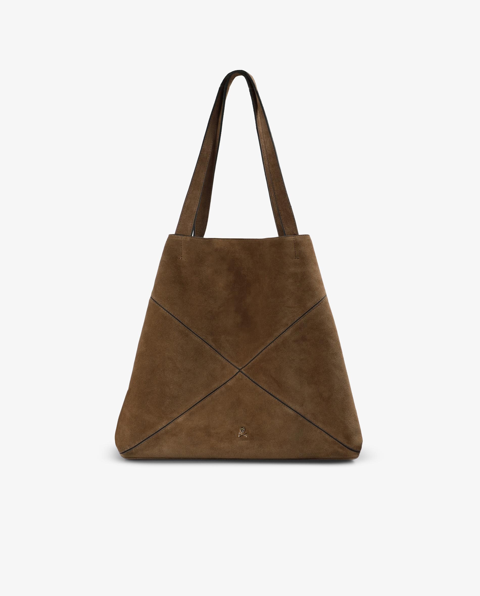 Imagem 0 de Mala de Ombro Confecionada em Pele com Acabamento Efeito Camurça