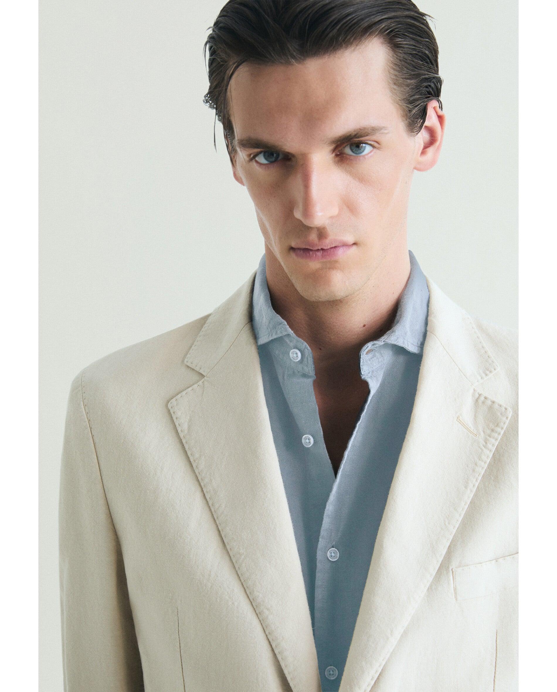 Blazer Regular Fit com Bolsos Patch Creme-5