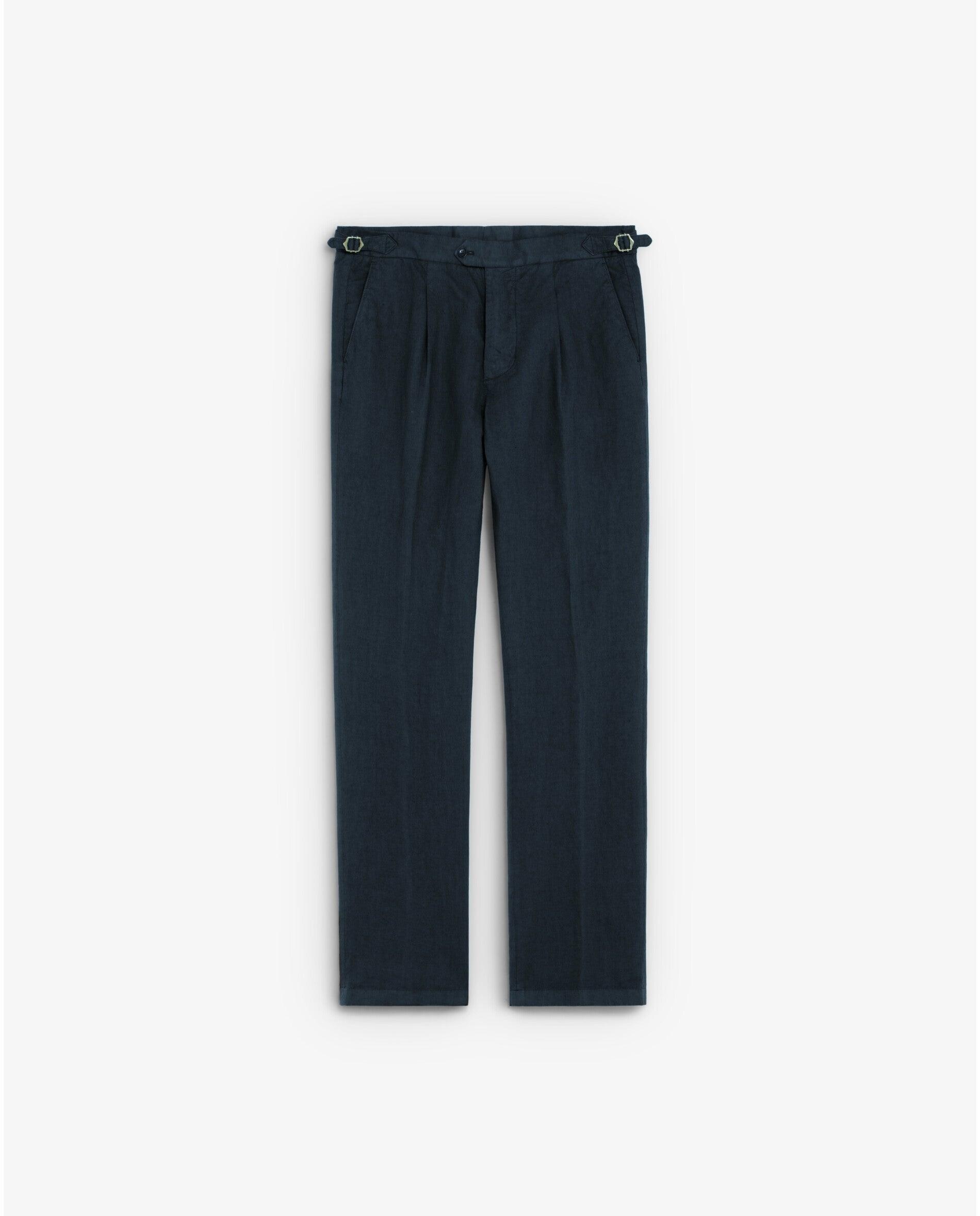Calças de Fato Regular Fit com Bolsos Laterais Navy-5