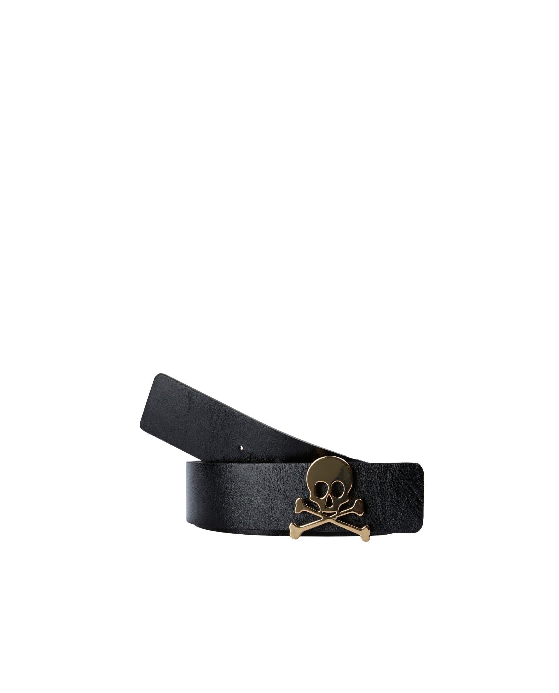 Imagem 0 de Cinto Reversível em Pele com Fivela de Caveira