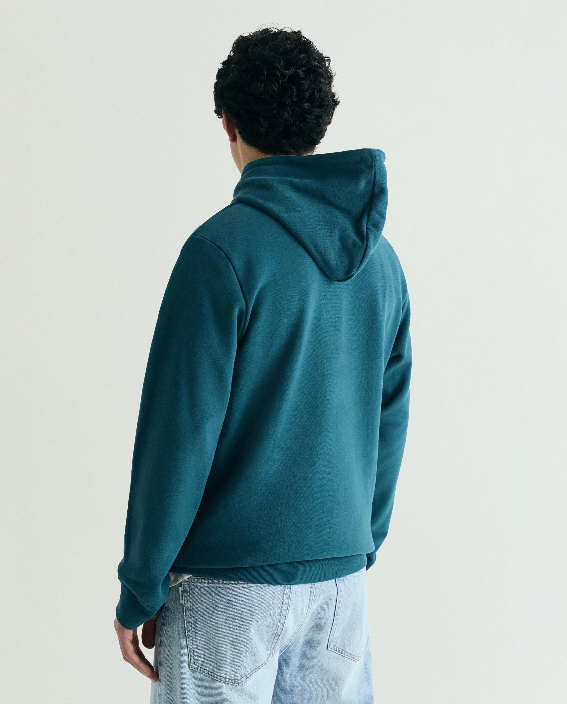 Sweatshirt com Capuz e Bolso Canguru Verde-escuro-2
