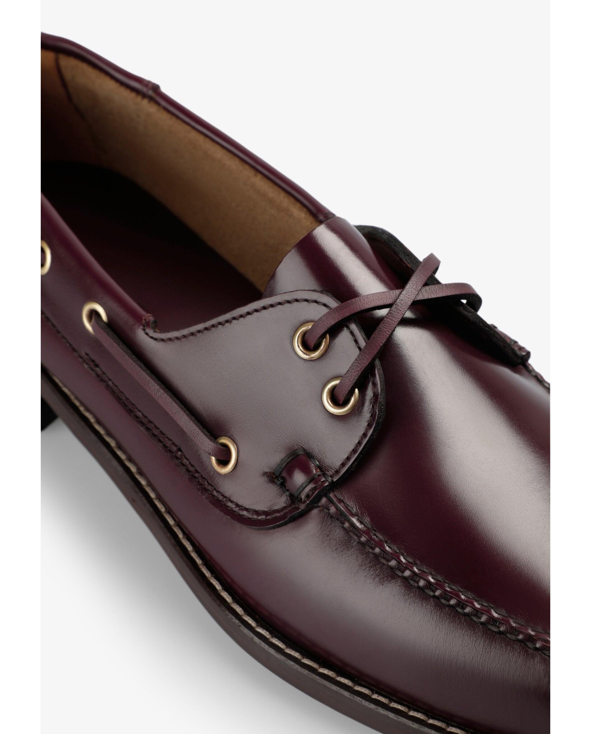 Náuticos de Pele com Acabamento Brilhante Bordeaux-7