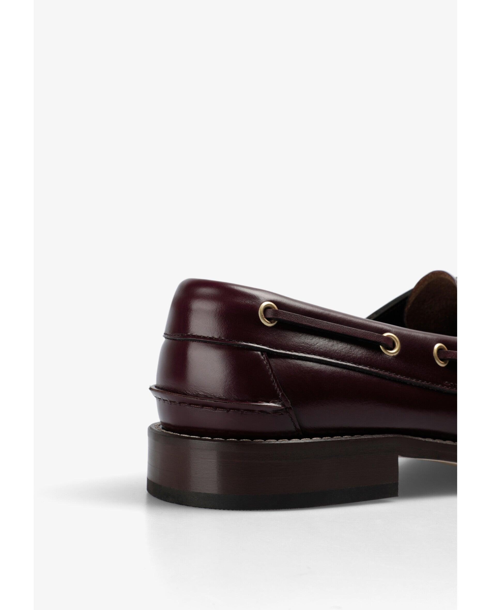 Náuticos de Pele com Acabamento Brilhante Bordeaux-8