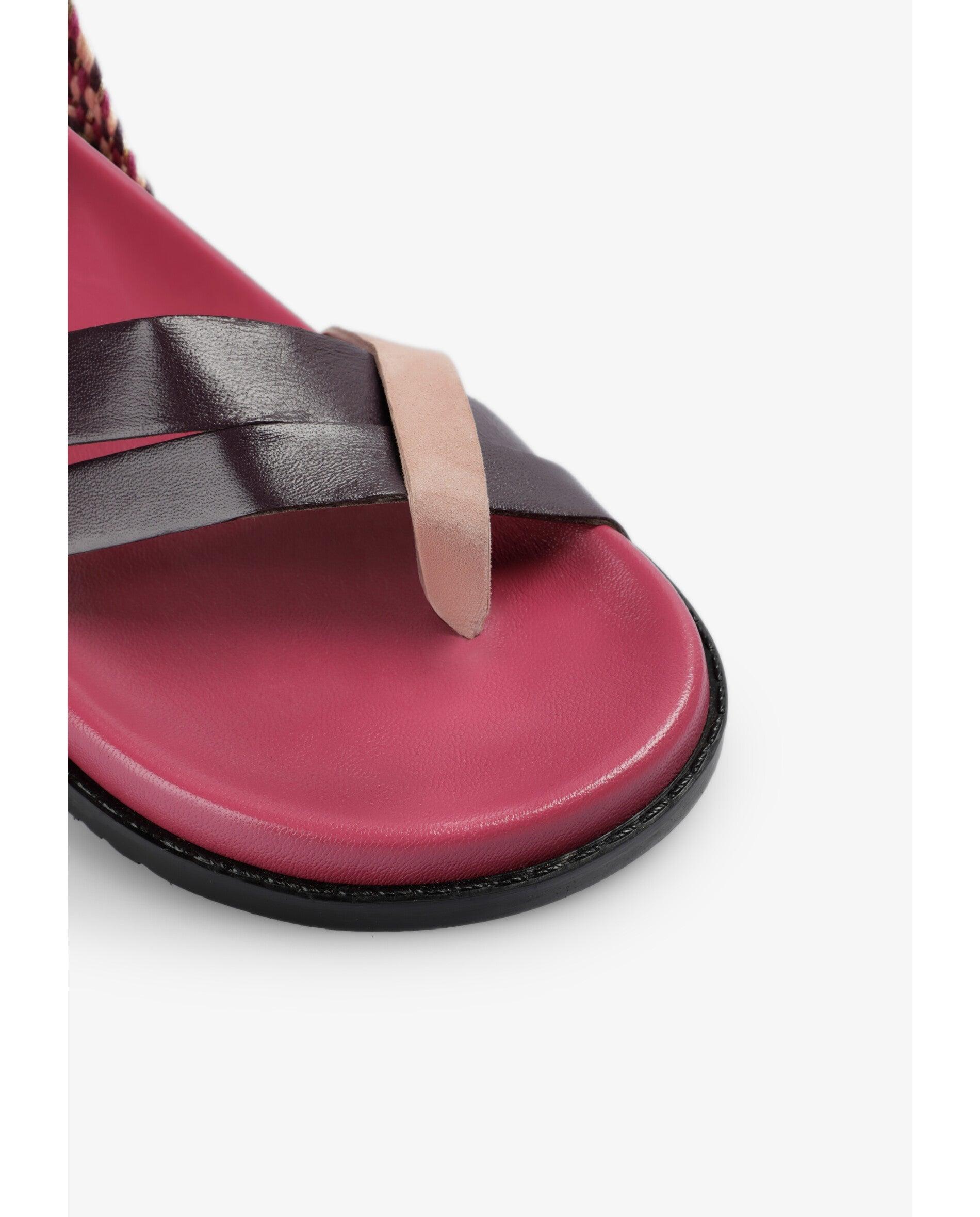 Sandálias de Dedo com Laçada de Tiras Entrançadas Multicolor-4