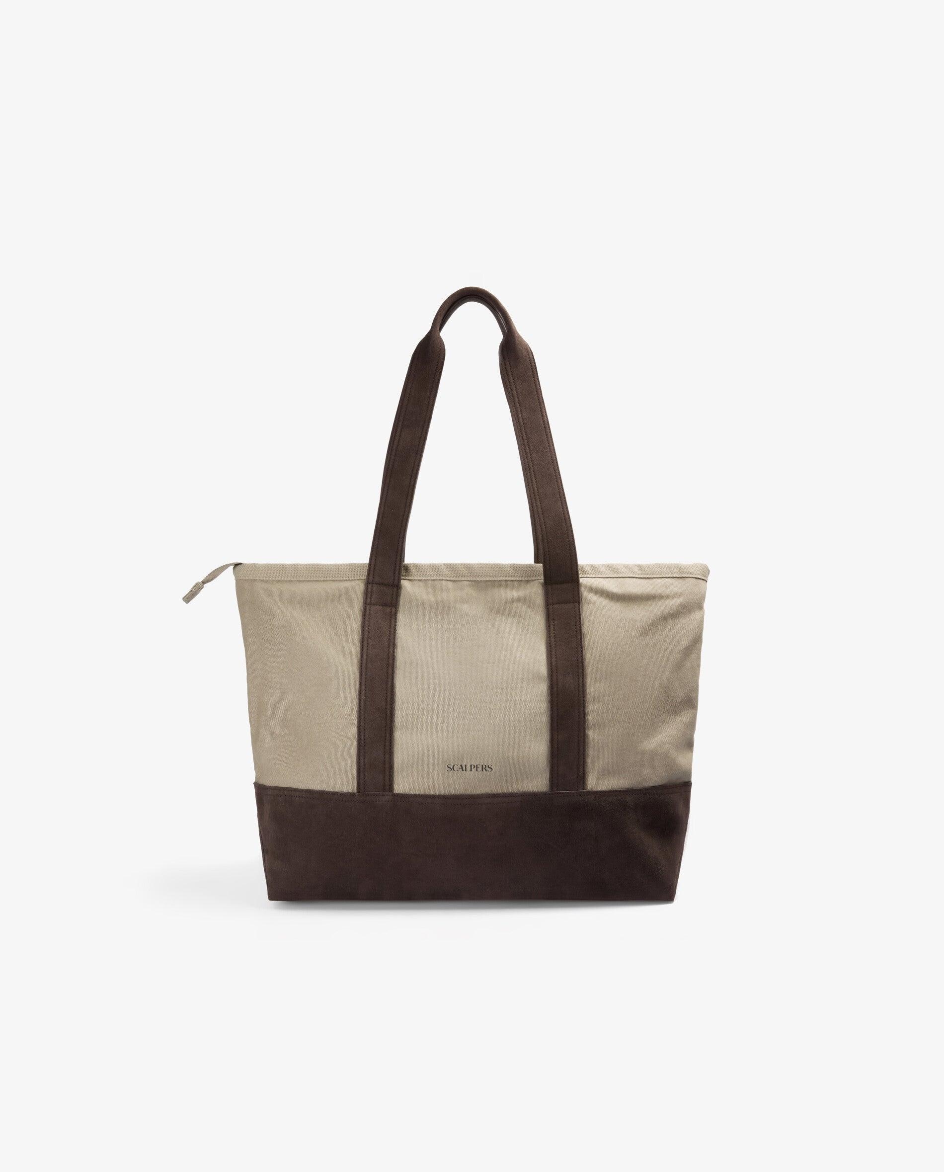 Malas a Tiracolo Tote Combinada com Fecho Zip Acácia / Castanho-2