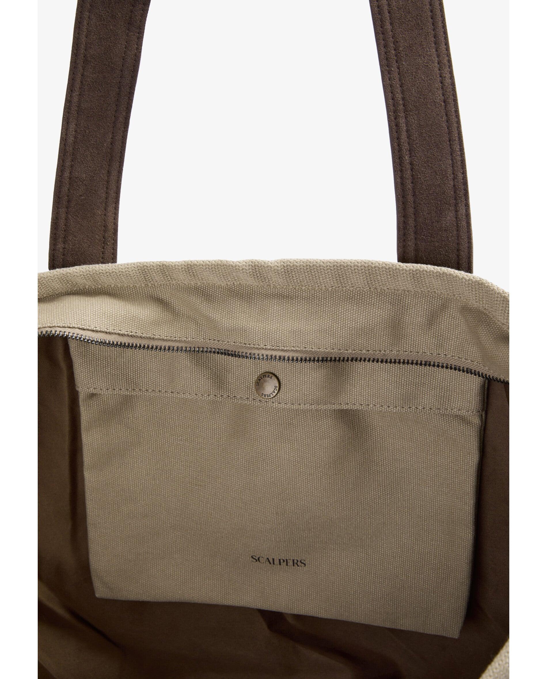 Malas a Tiracolo Tote Combinada com Fecho Zip Acácia / Castanho-6