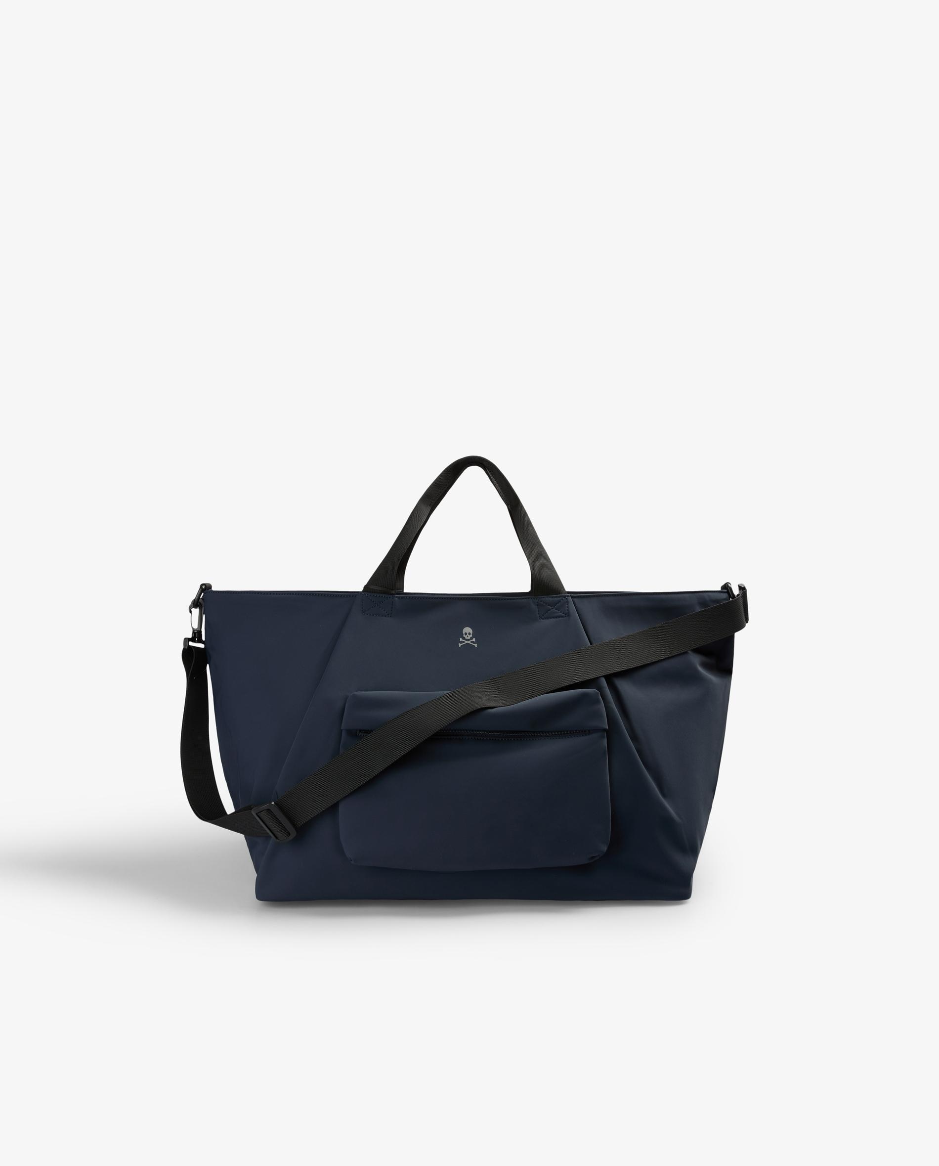 Mala a Tiracolo de Viagem em Tecido Técnico com Fecho Zip Navy-5