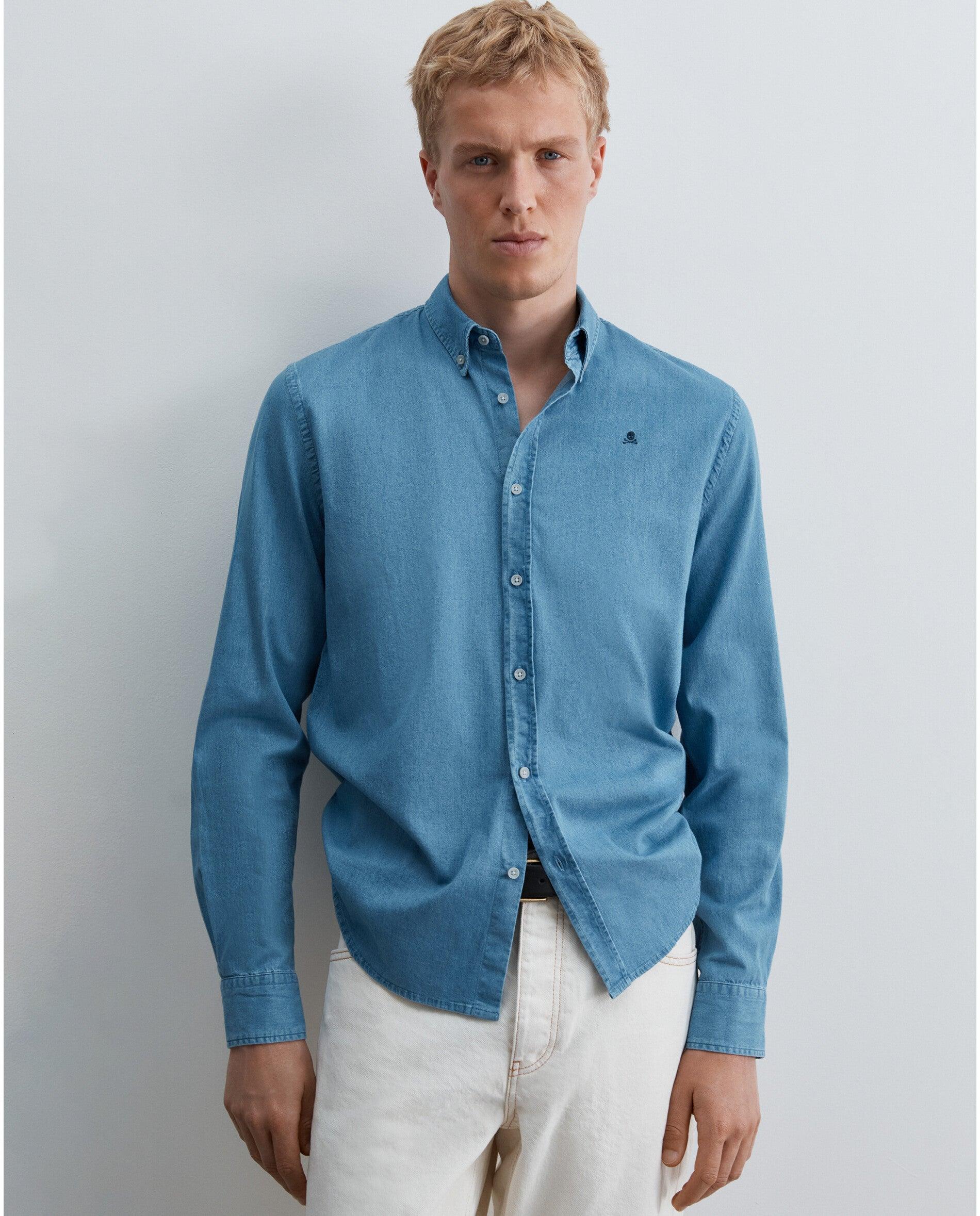 Imagem 0 de Camisa Jeans Regular Fit de Manga Comprida