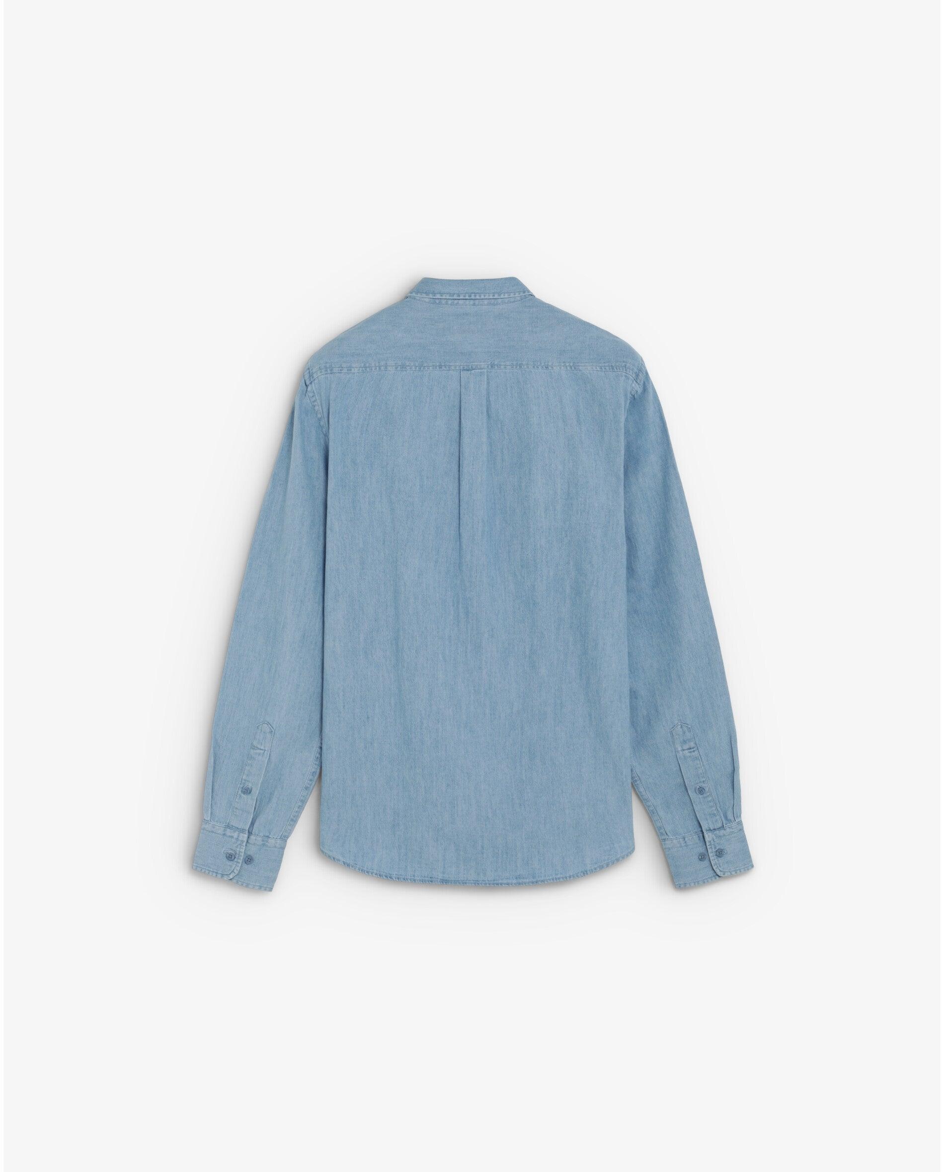 Camisa Jeans Regular Fit com Bolso no Peito Céu-2