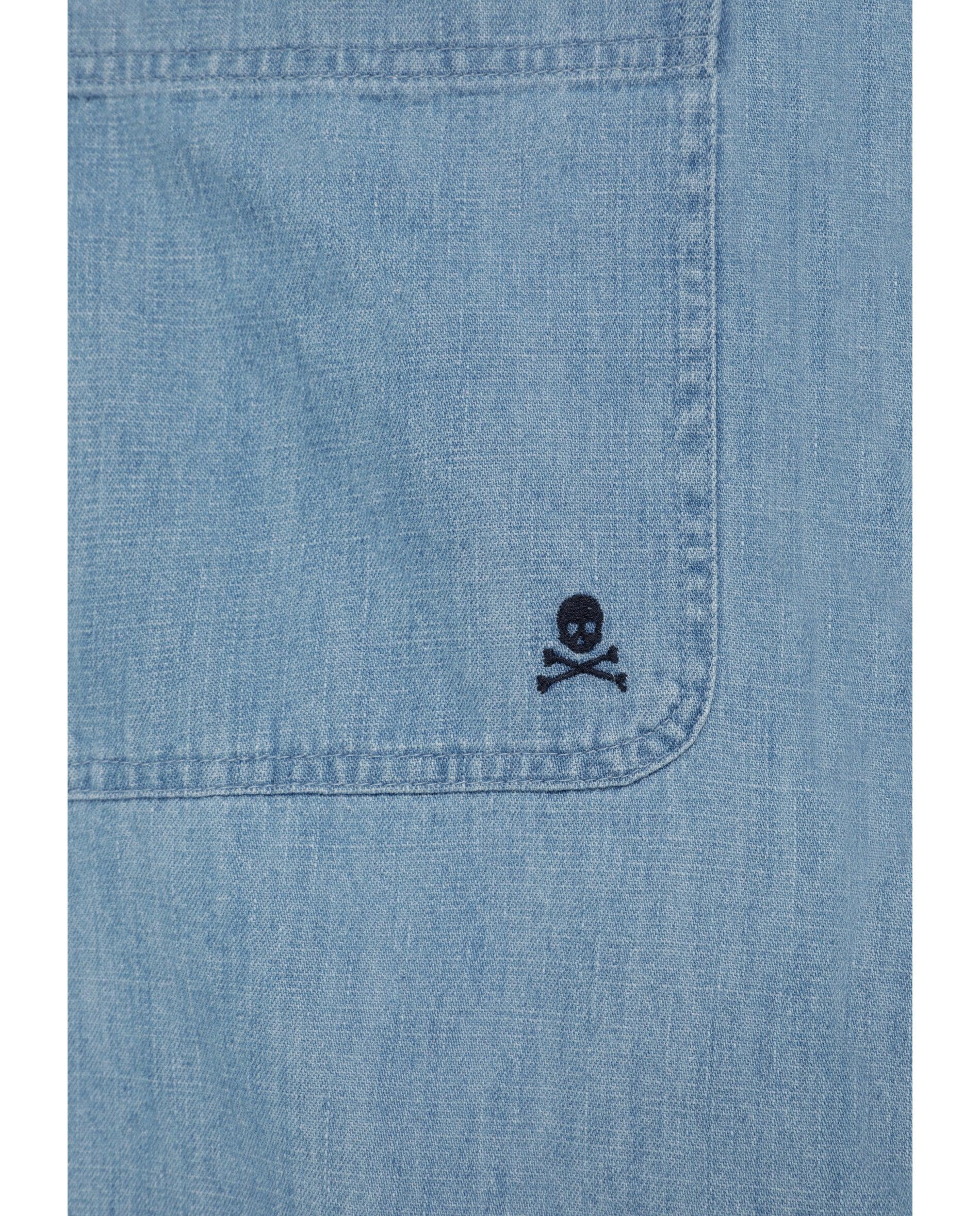 Camisa Jeans Regular Fit com Bolso no Peito Céu-3
