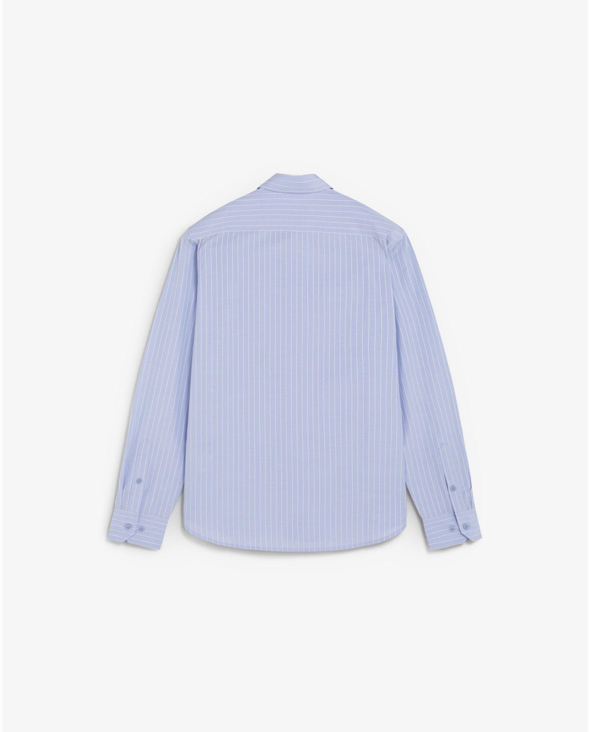 Camisa Dobby com Estampado Às Riscas Azul-2