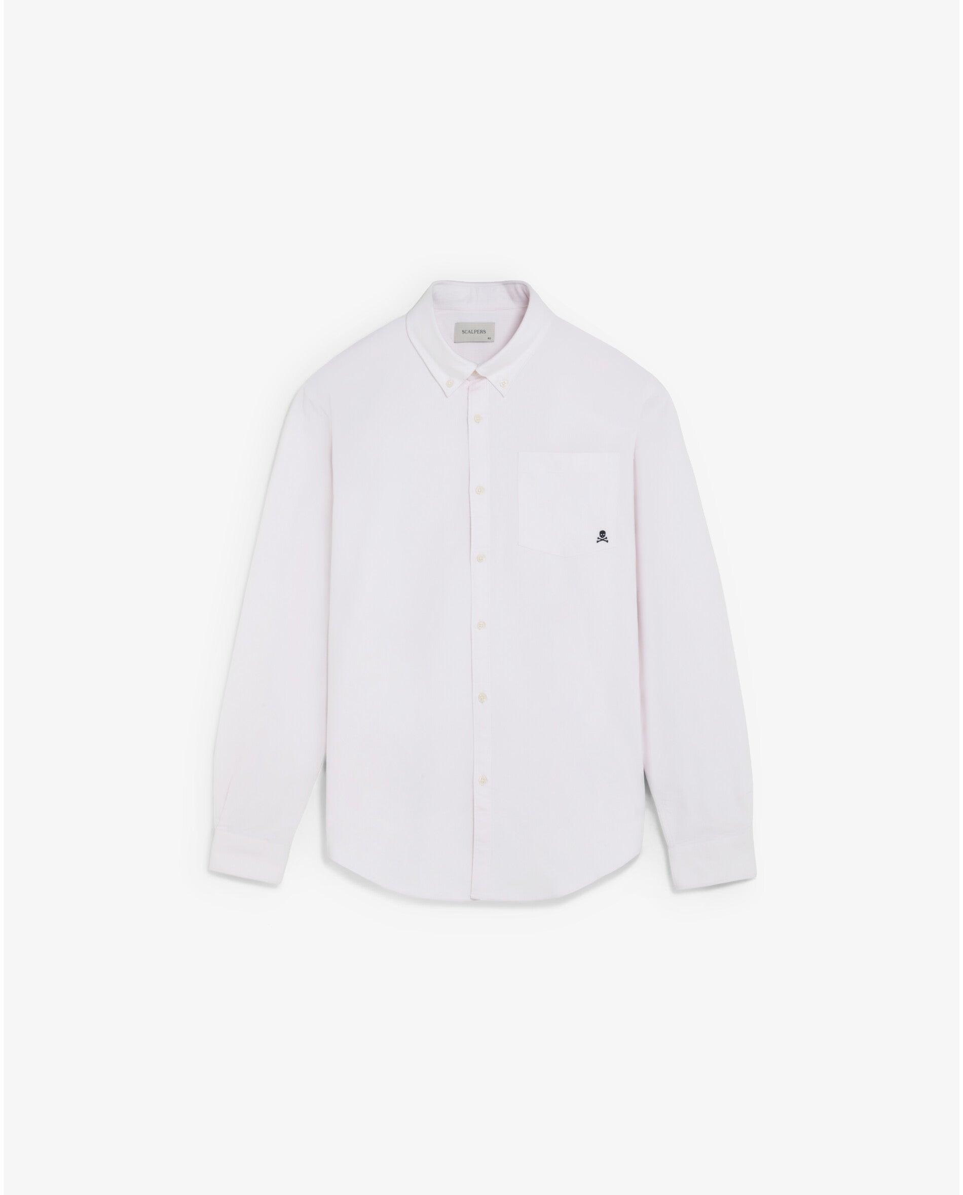 Camisa Oxford Às Riscas com Bolso no Peito Rosa-claro-5