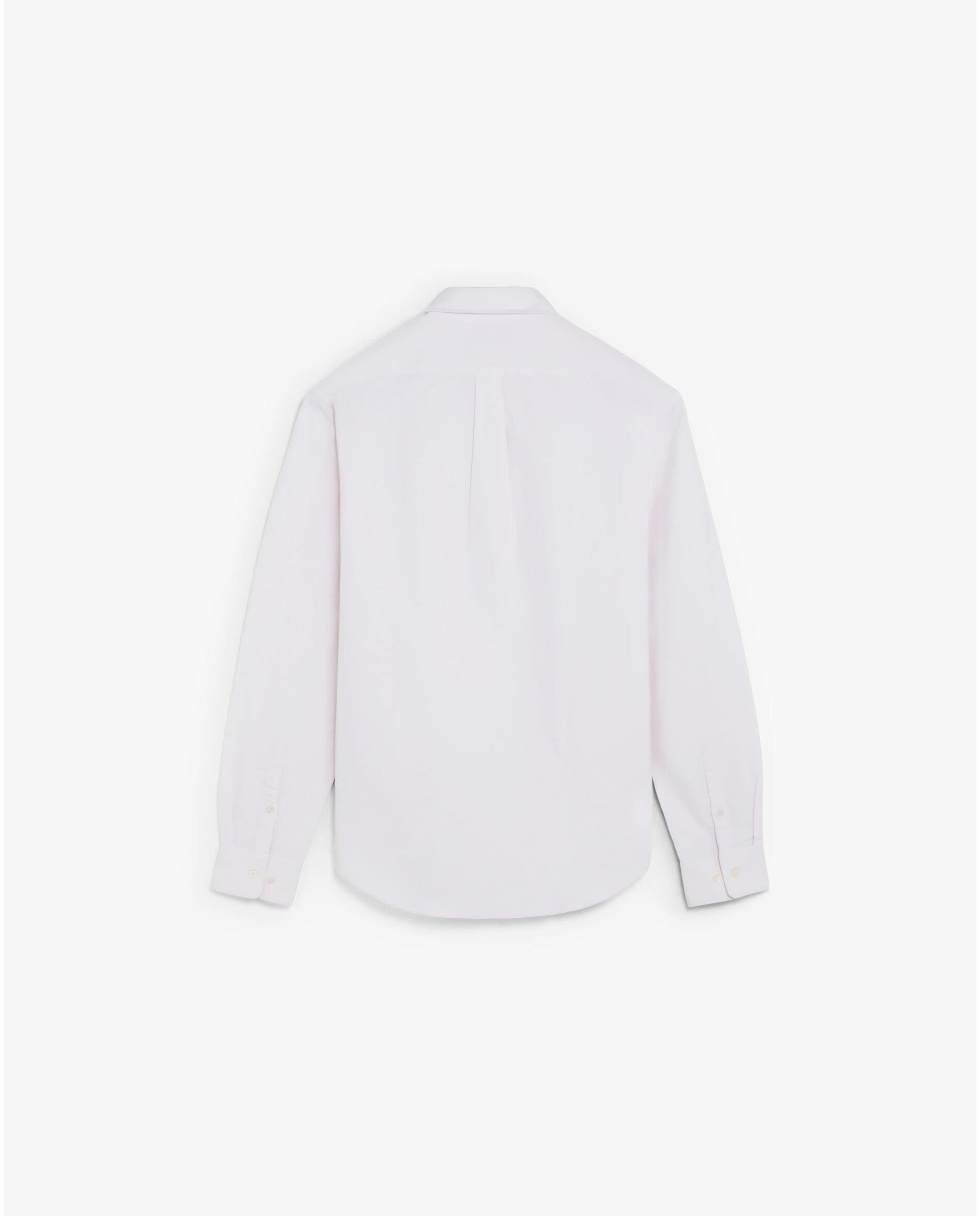 Camisa Oxford Às Riscas com Bolso no Peito Rosa-claro-6