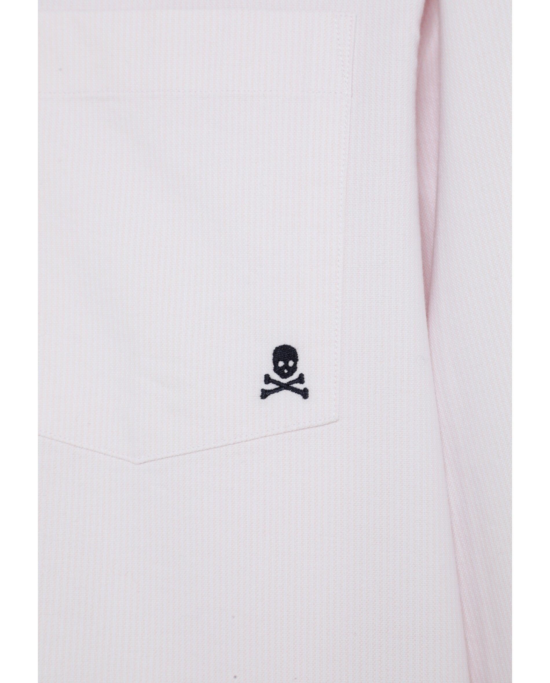 Camisa Oxford Às Riscas com Bolso no Peito Rosa-claro-7