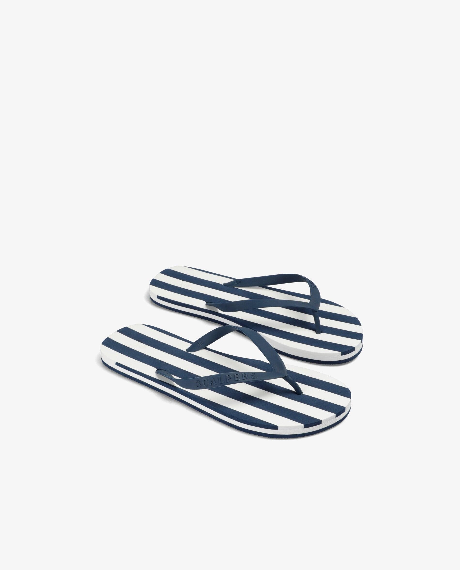 Chinelos de Dedo com Estampado Às Riscas Navy-2