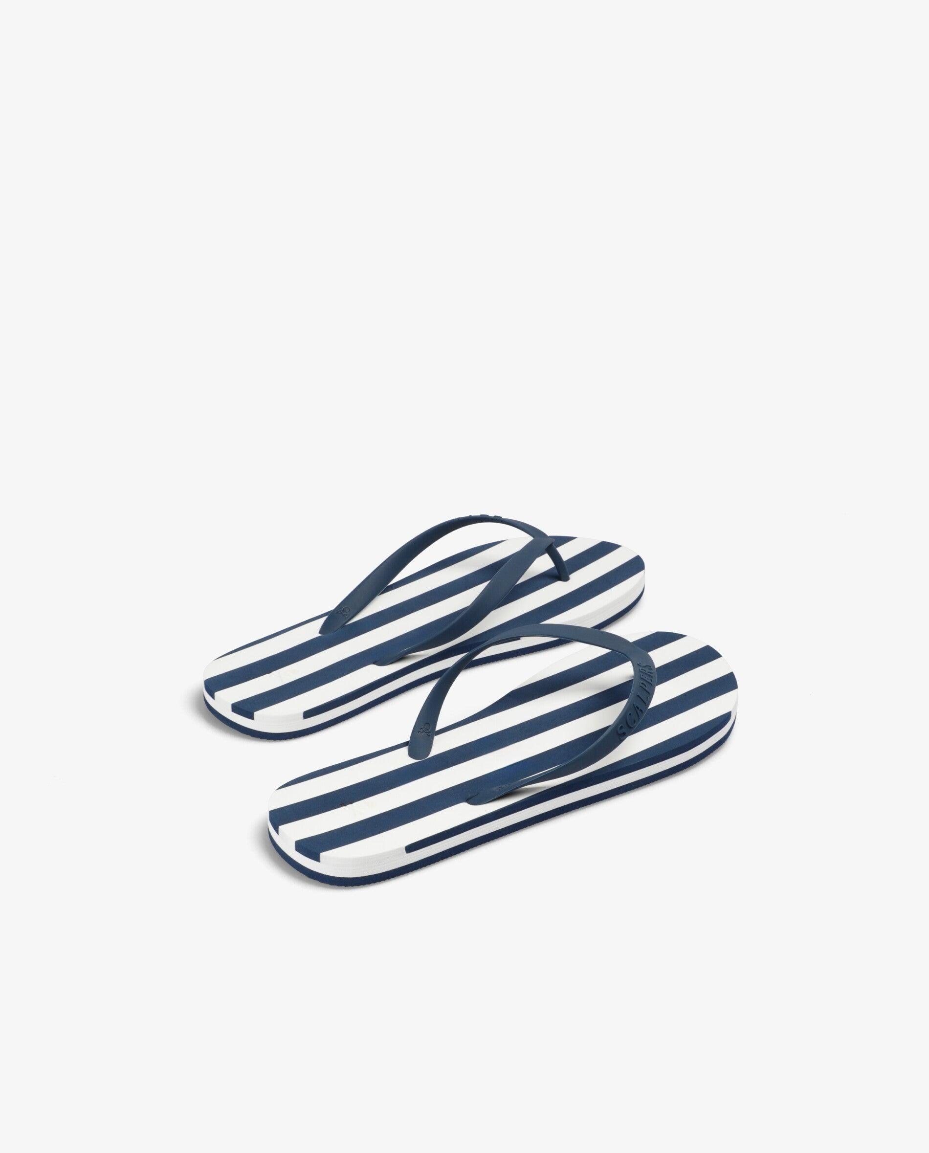 Chinelos de Dedo com Estampado Às Riscas Navy-3