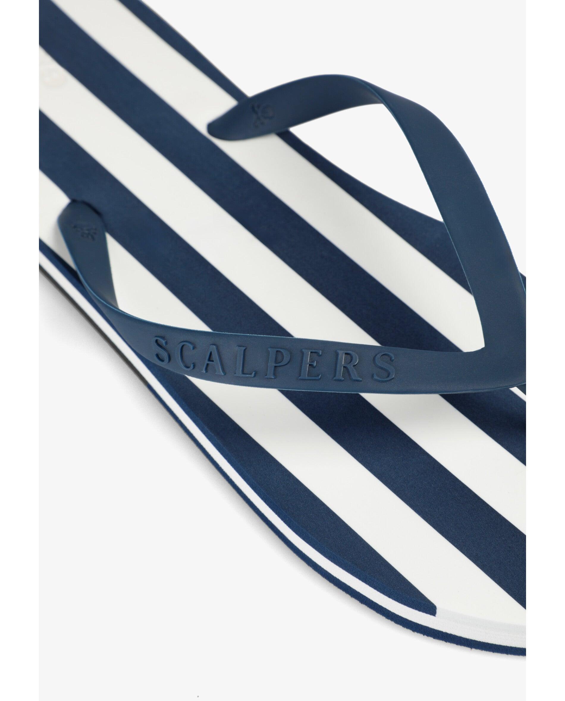 Chinelos de Dedo com Estampado Às Riscas Navy-5