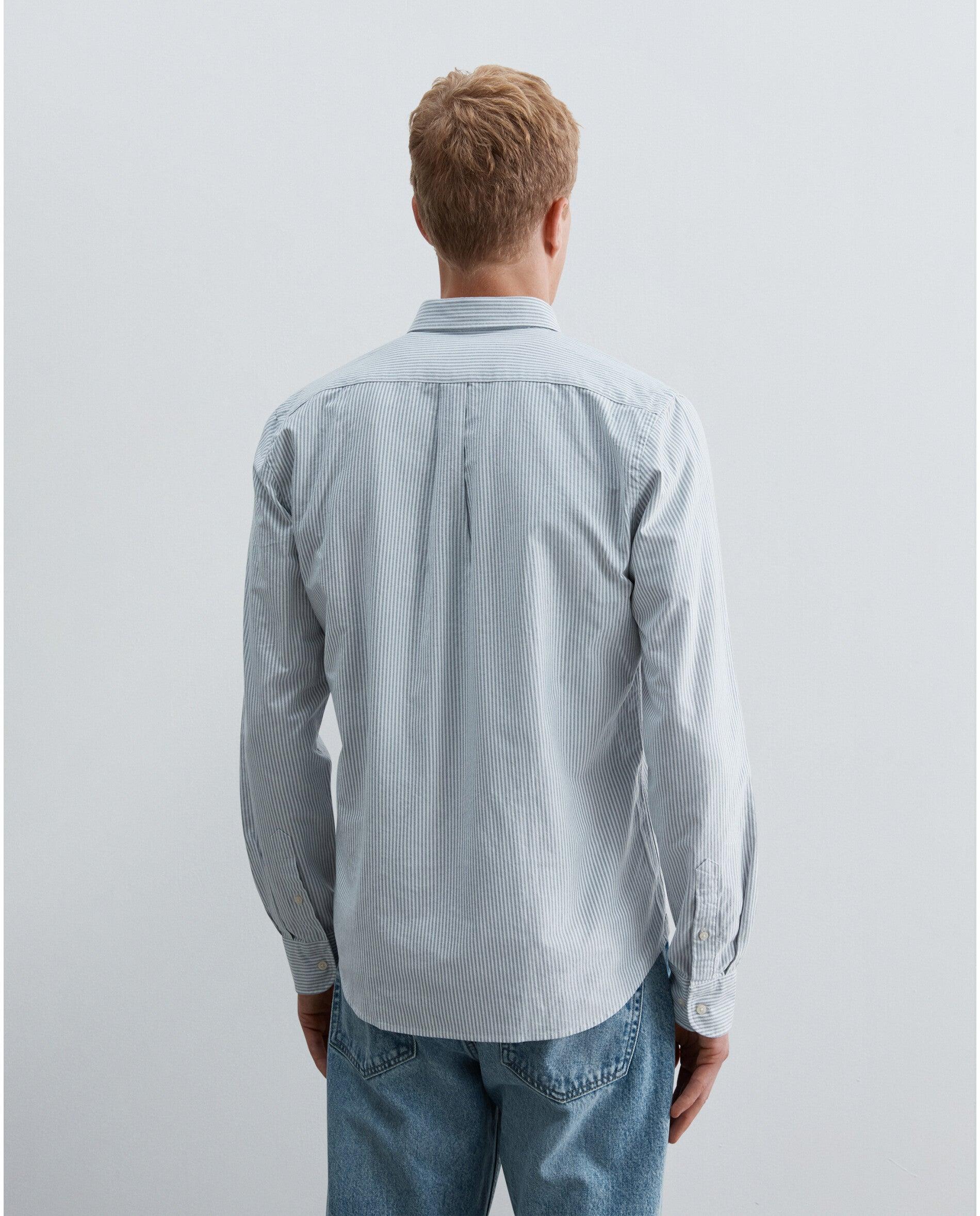 Camisa Oxford Regular Fit Às Riscas Cinzento-2