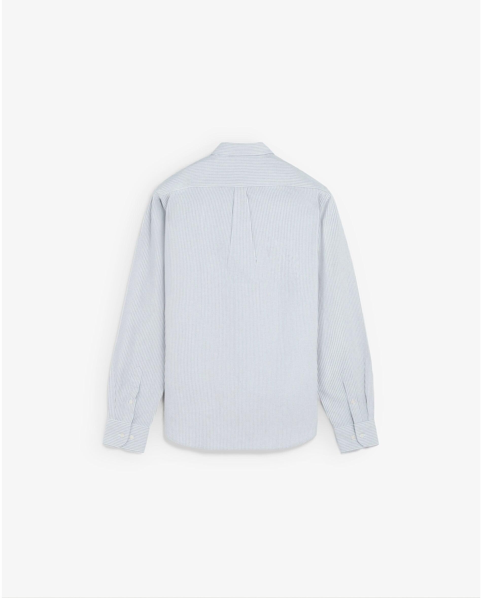 Camisa Oxford Regular Fit Às Riscas Cinzento-7