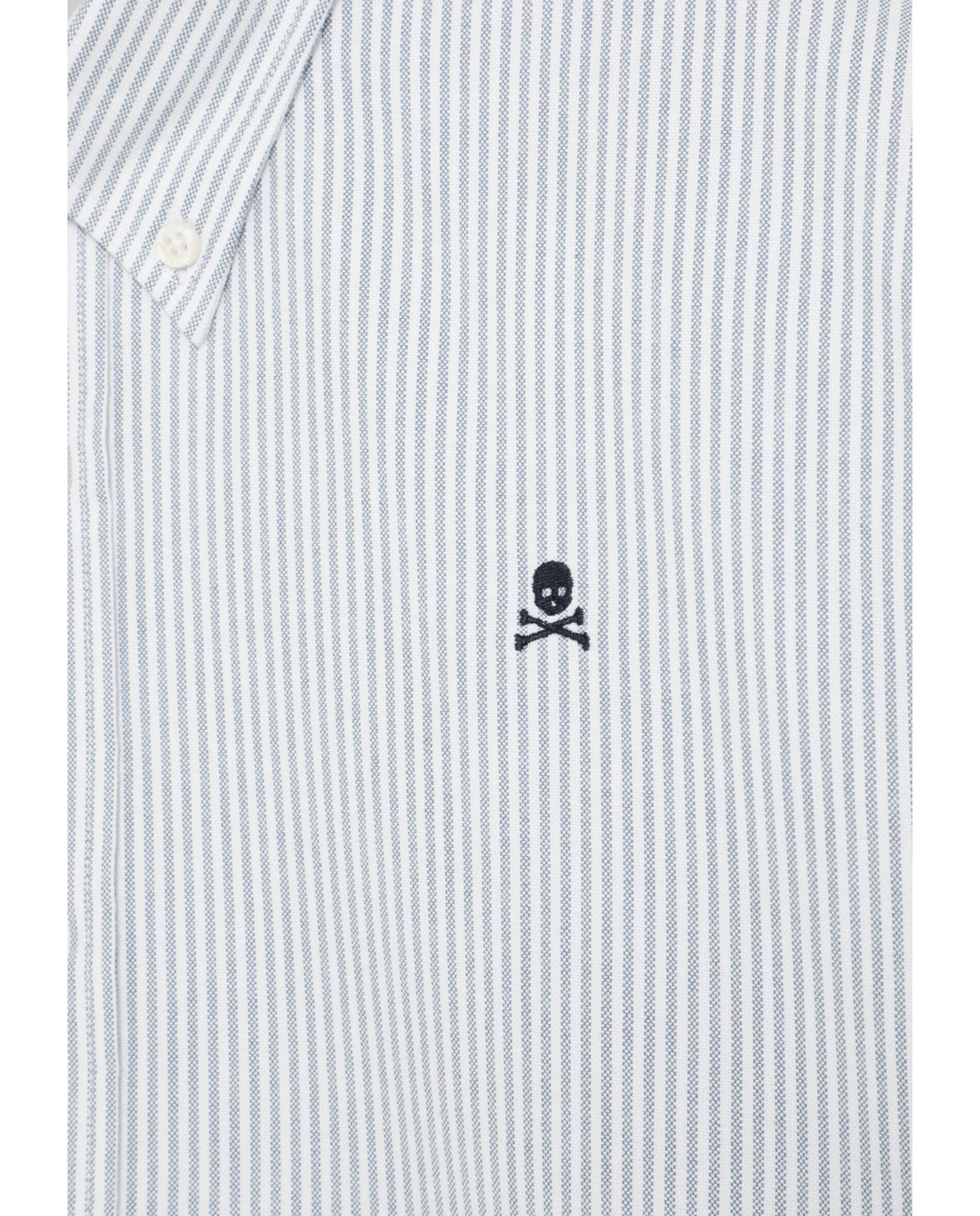 Camisa Oxford Regular Fit Às Riscas Cinzento-8
