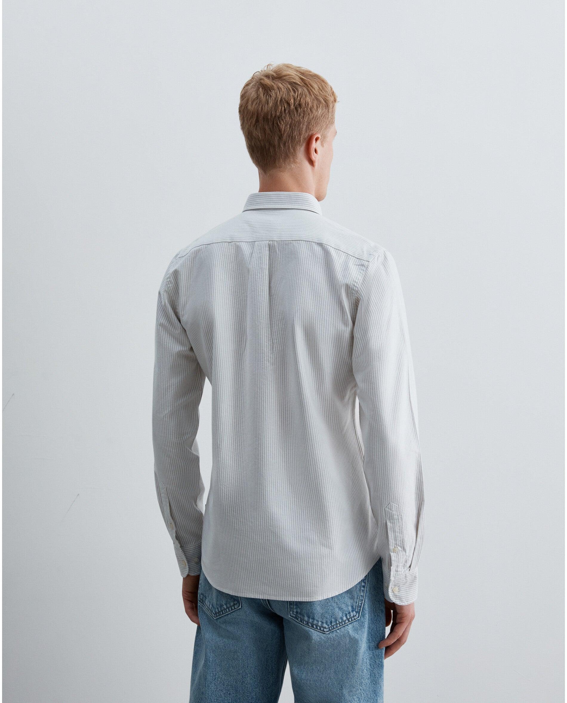 Camisa Oxford Regular Fit Às Riscas Taupe-2