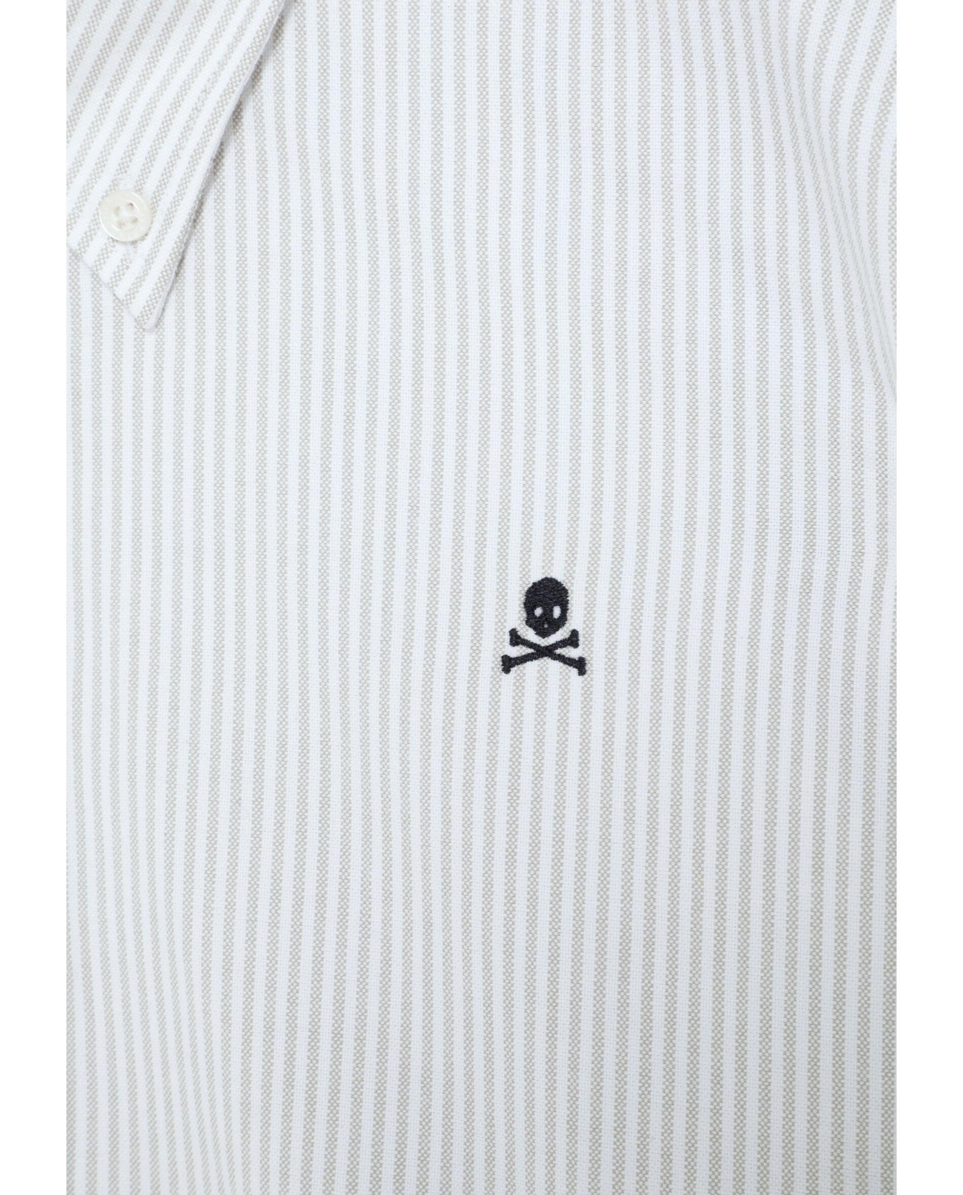 Camisa Oxford Regular Fit Às Riscas Taupe-10