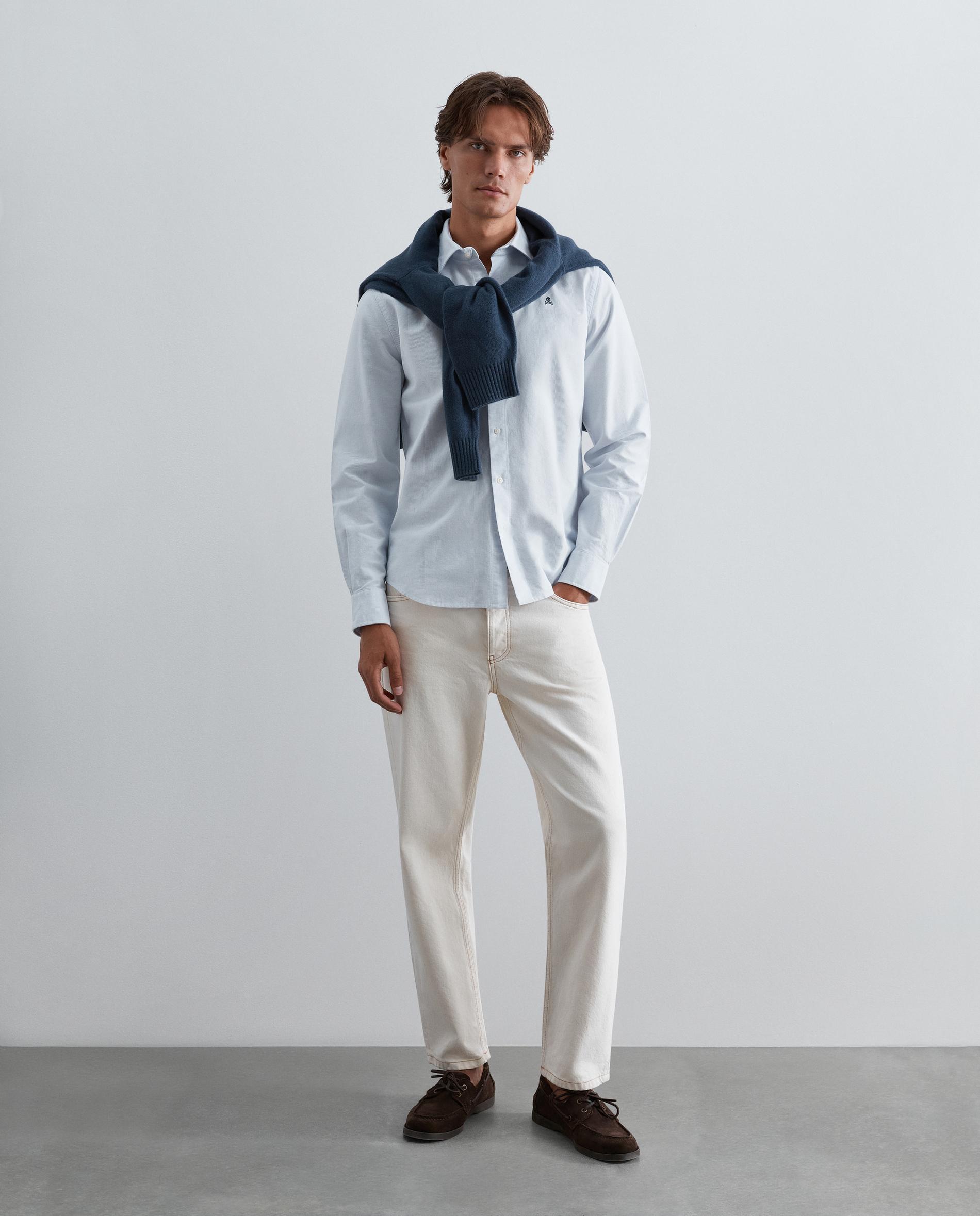 Camisa Oxford Regular Fit Às Riscas Azul-2