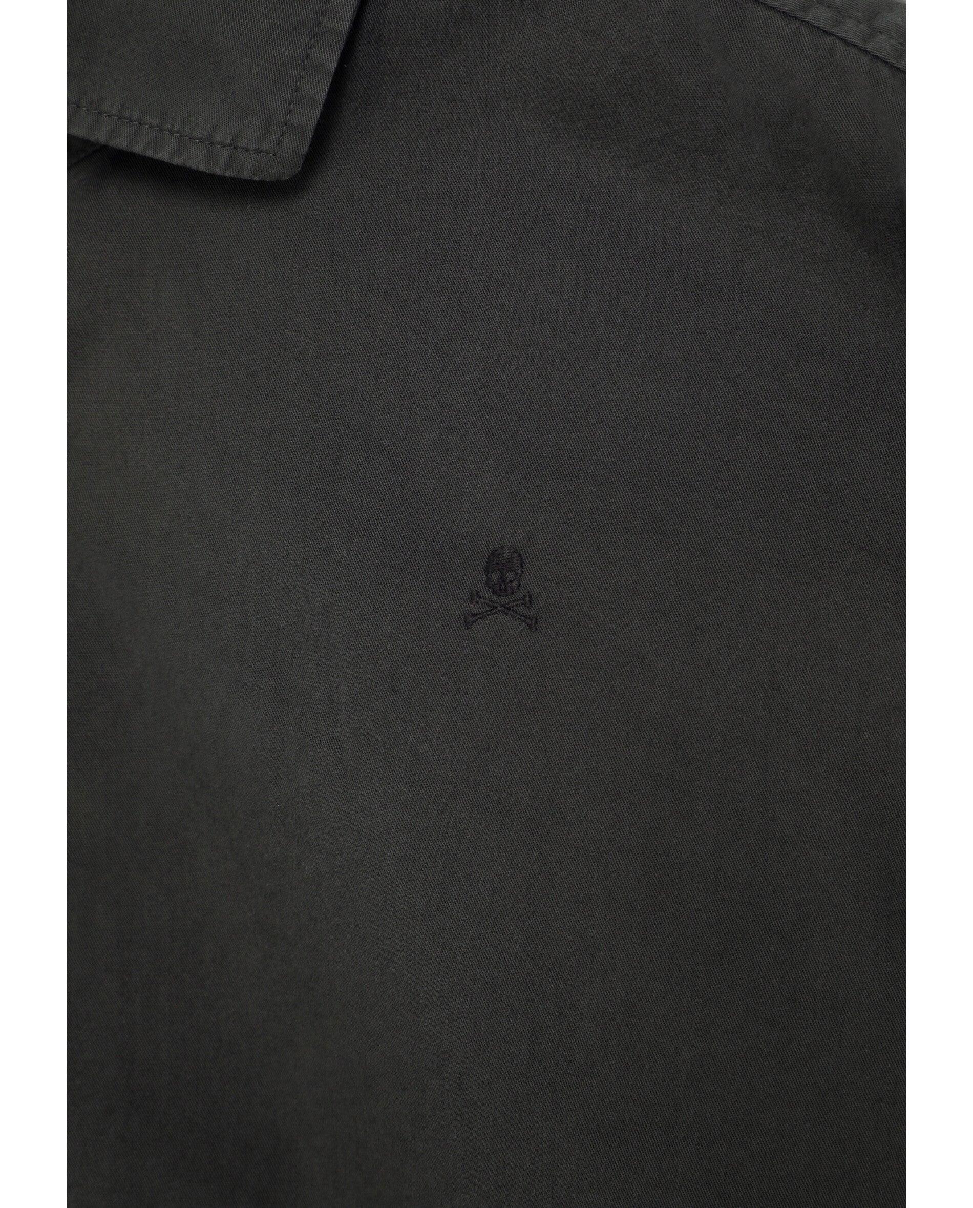 Camisa Regular Fit com Caveira Bordada Verde-escuro-8