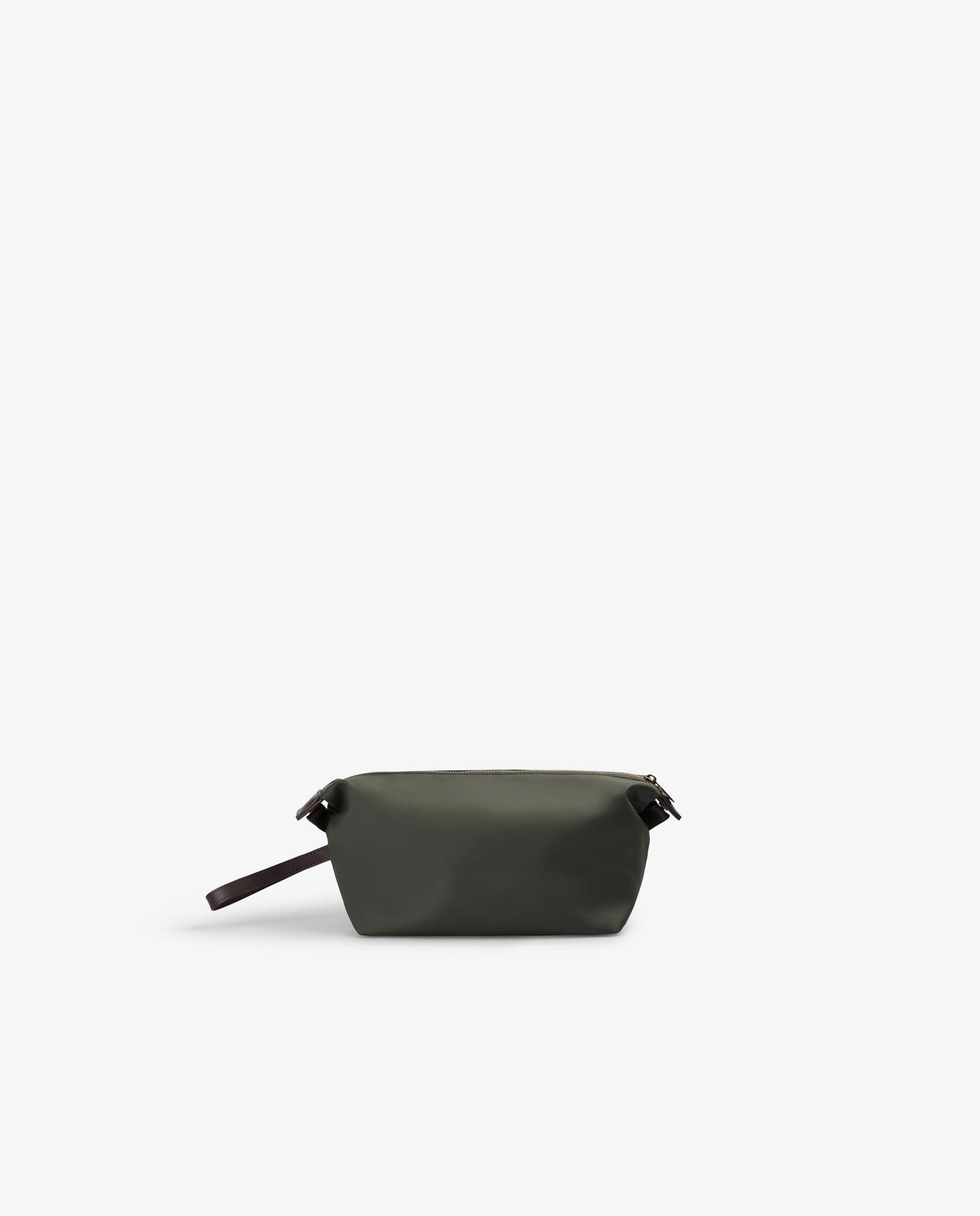 Necessaire em Tecido Encerado com Detalhes em Pele Verde-militar-2