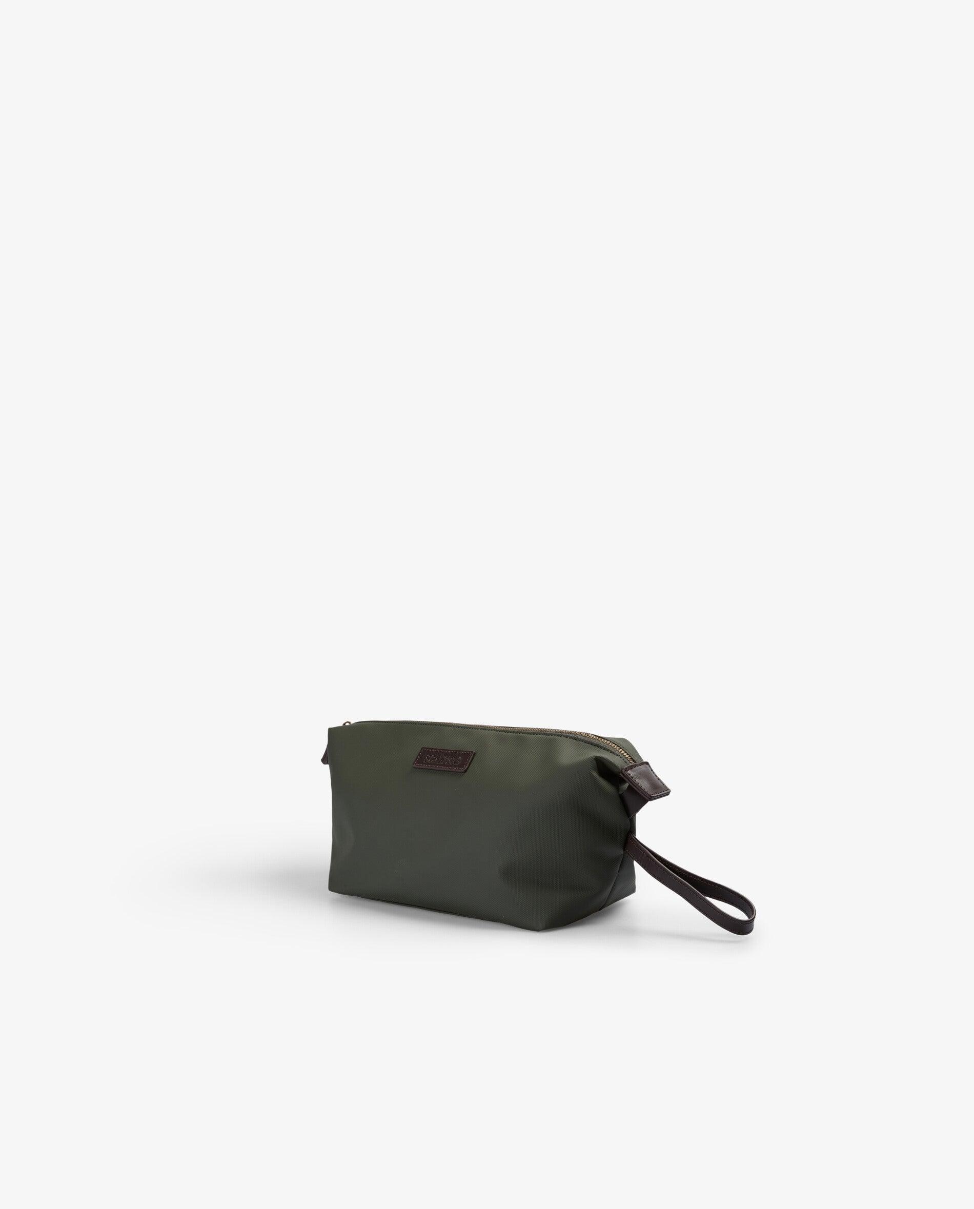 Necessaire em Tecido Encerado com Detalhes em Pele Verde-militar-3