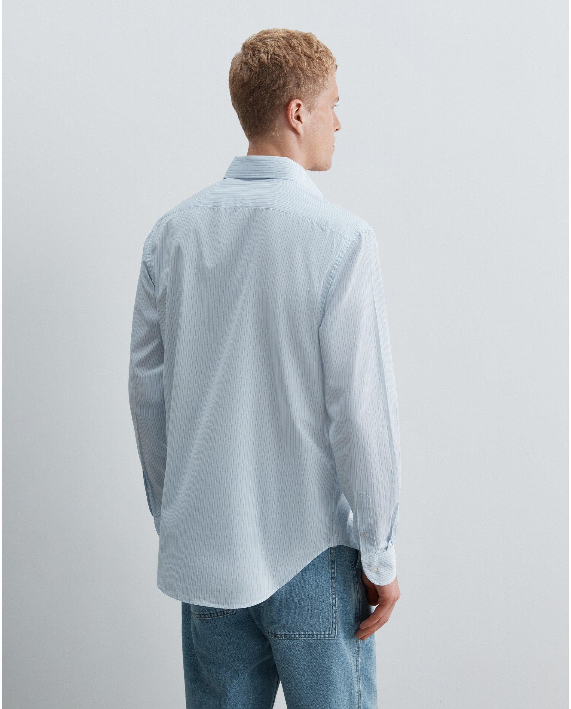 Camisa Regular Fit de Popelina Leve Azul-2