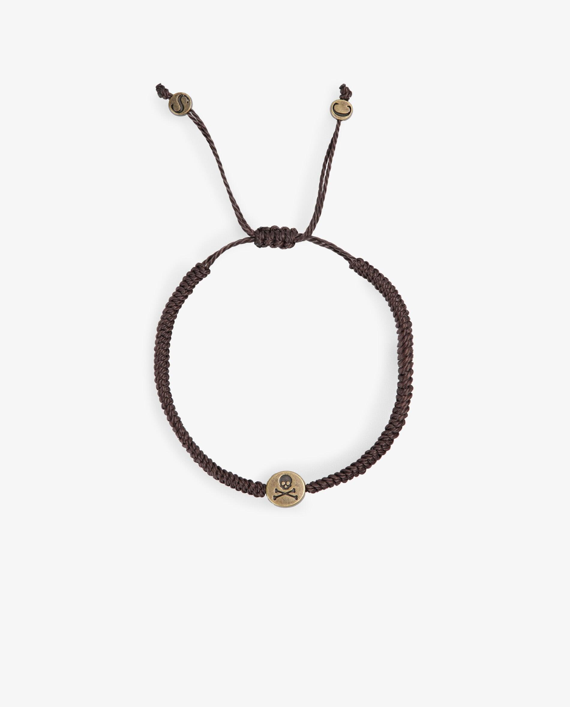 Pulseira de Cordão Entrançado com Detalhe Metálico Castanho-2