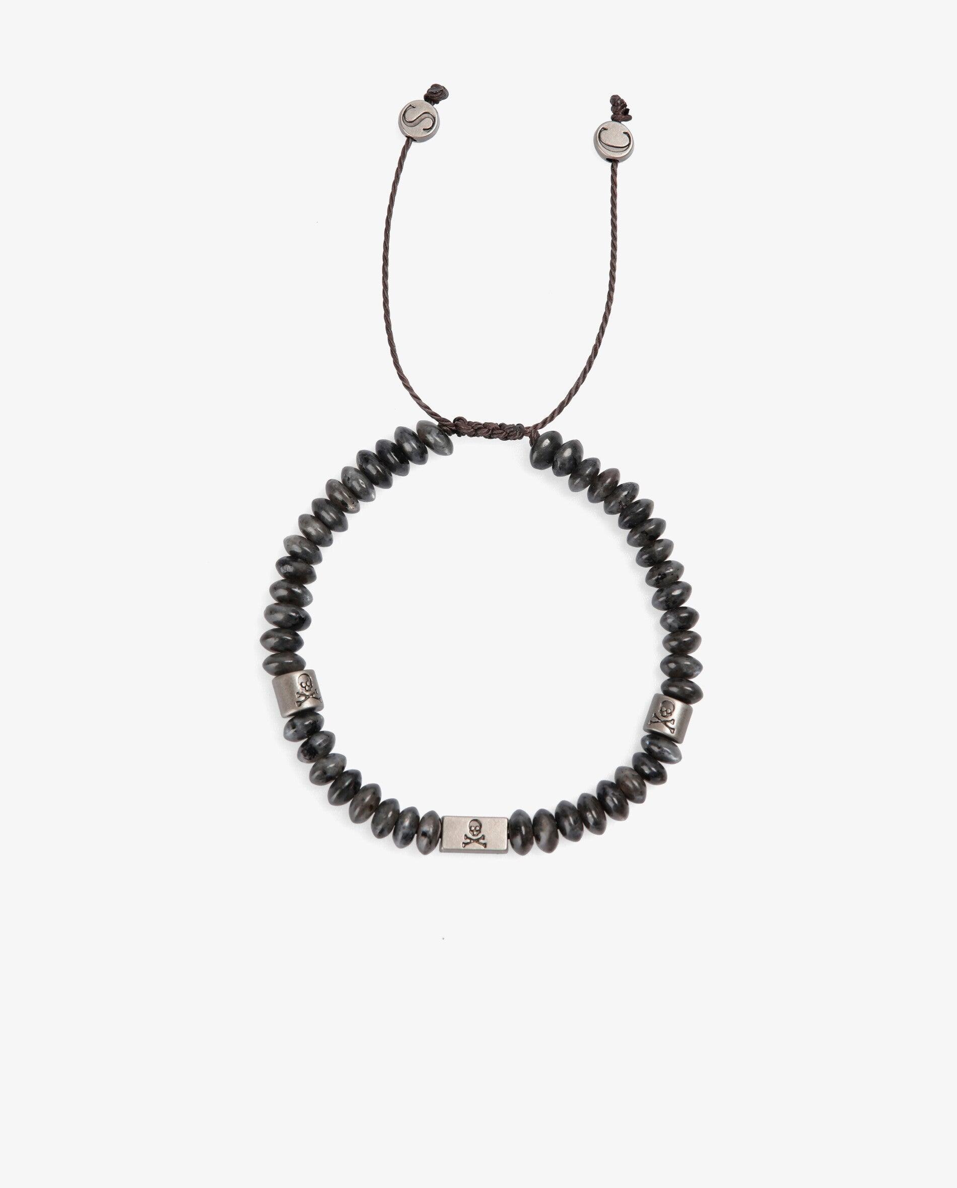 Pulseira de Pedra Natural com Cordão Ajustável Cinzento-2
