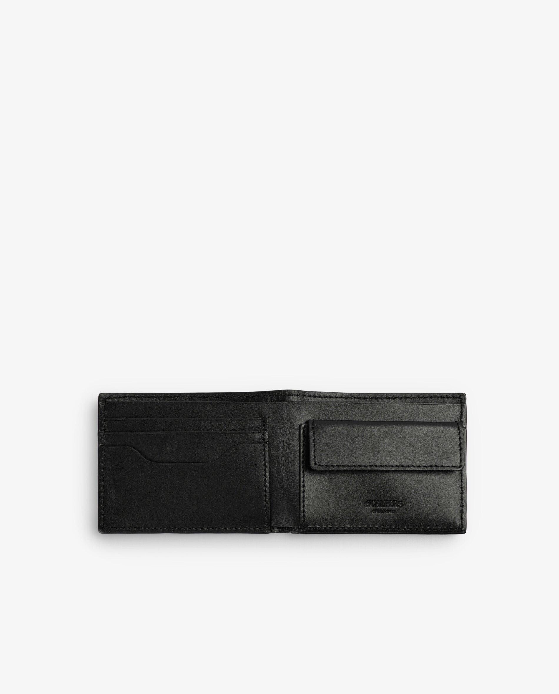 Carteira Plegável de Pele com Porta-moedas Preto-4